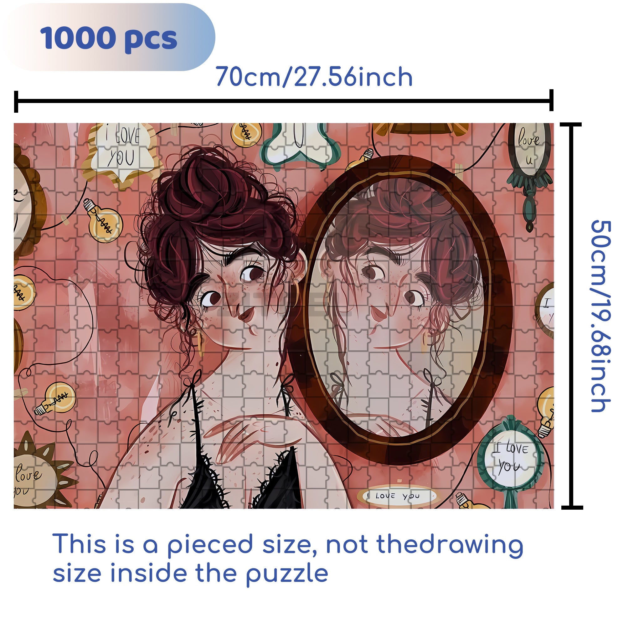 Beauty in the Mirror 500pcs/1000pcs Jigsaw Puzzle, Scratch-Resistant, Interactive Family Game & Brain-Boosting DIY Decor, Perfect for Halloween, Christmas & New Year Gifts, Family Puzzle Game
