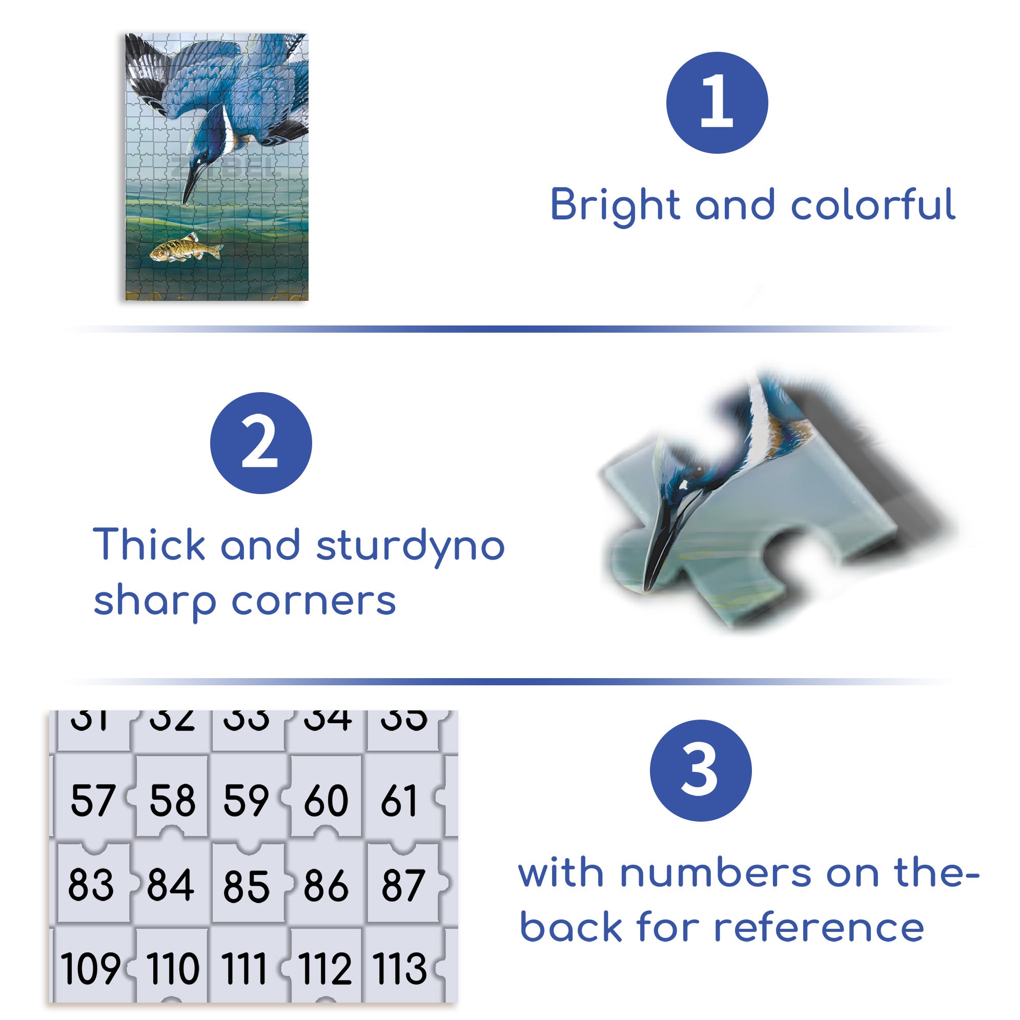 Belted Kingfisher 500pcs/1000pcs Jigsaw Puzzle, Scratch-Resistant, Interactive Family Game & Brain-Boosting DIY Decor, Perfect for Halloween, Christmas & New Year Gifts, Family Puzzle Game