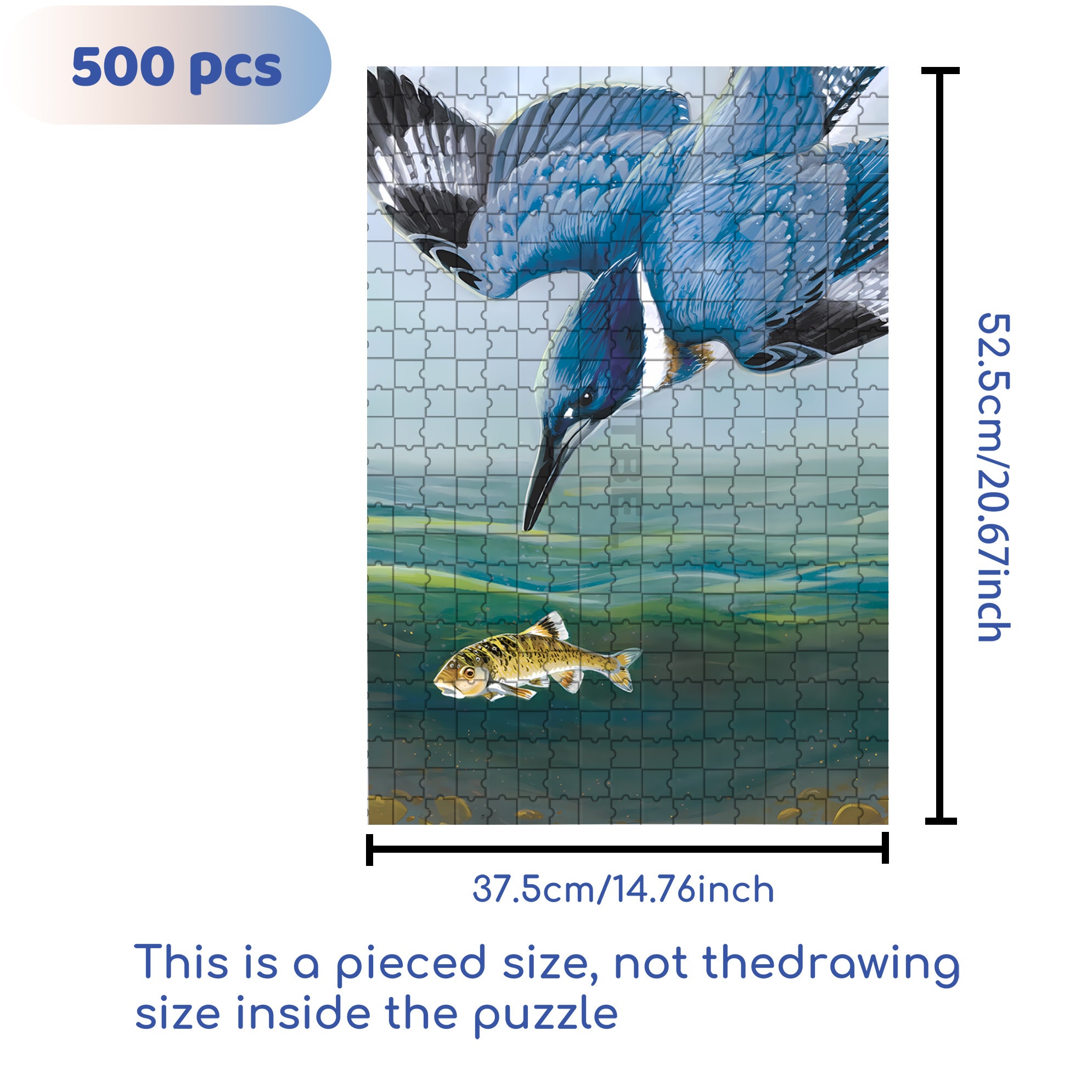 Belted Kingfisher 500pcs/1000pcs Jigsaw Puzzle, Scratch-Resistant, Interactive Family Game & Brain-Boosting DIY Decor, Perfect for Halloween, Christmas & New Year Gifts, Family Puzzle Game