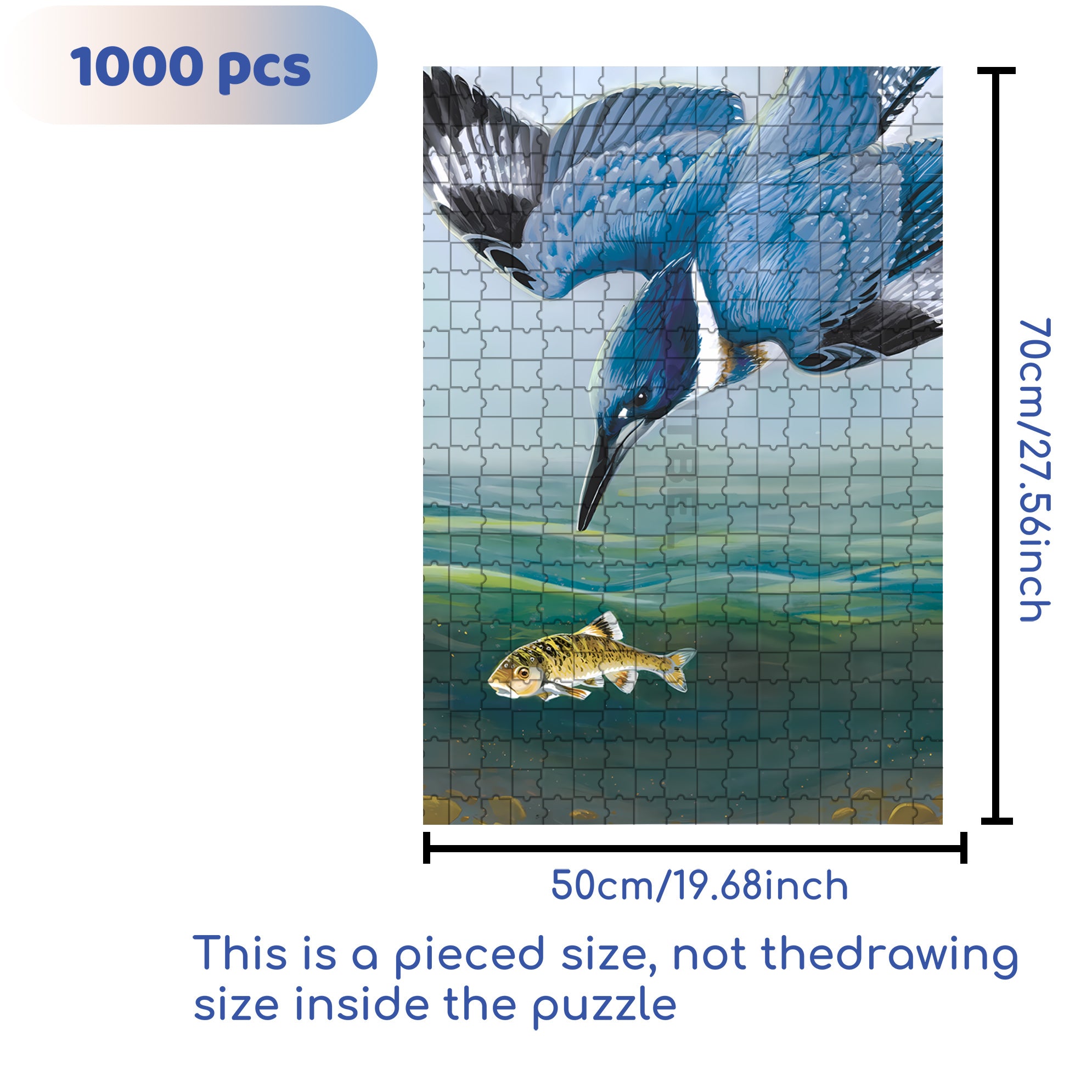 Belted Kingfisher 500pcs/1000pcs Jigsaw Puzzle, Scratch-Resistant, Interactive Family Game & Brain-Boosting DIY Decor, Perfect for Halloween, Christmas & New Year Gifts, Family Puzzle Game