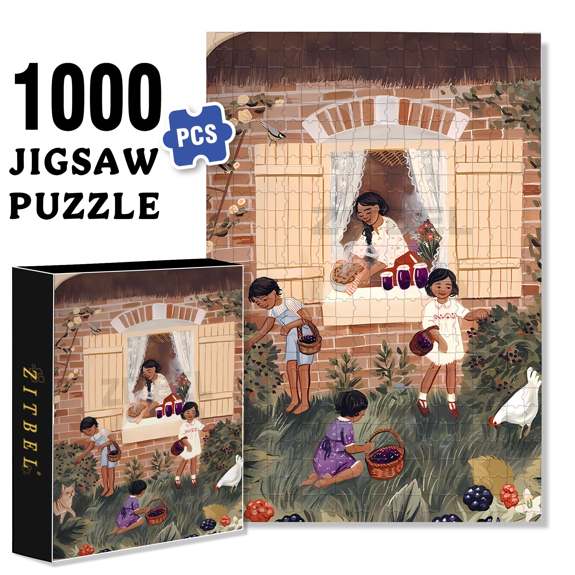 Blackberry Pie 500pcs/1000pcs Jigsaw Puzzle, Scratch-Resistant, Interactive Family Game & Brain-Boosting DIY Decor, Perfect for Halloween, Christmas & New Year Gifts, Family Puzzle Game