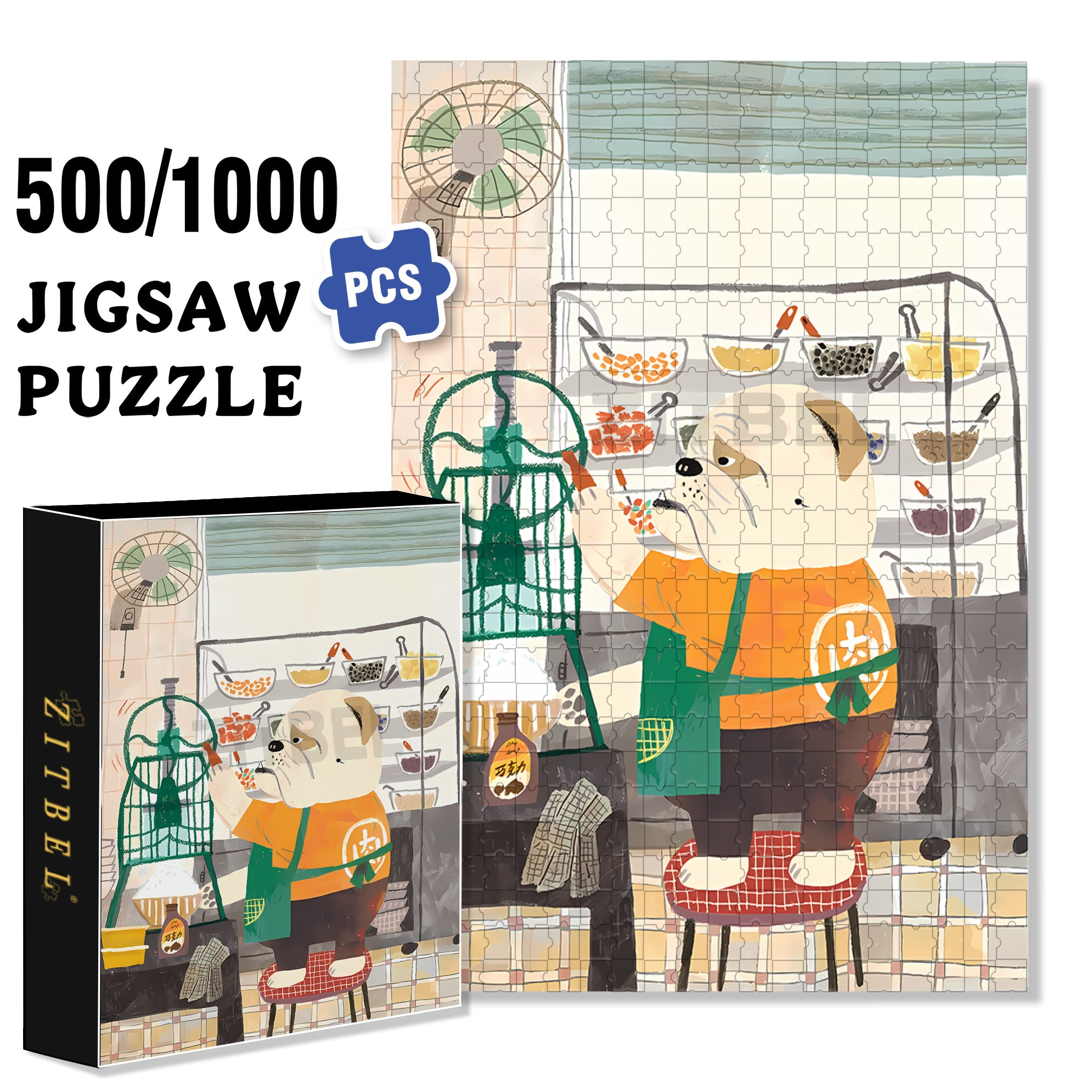 Boss Bulldog 500pcs/1000pcs Jigsaw Puzzle, Scratch-Resistant, Interactive Family Game & Brain-Boosting DIY Decor, Perfect for Halloween, Christmas & New Year Gifts, Family Puzzle Game