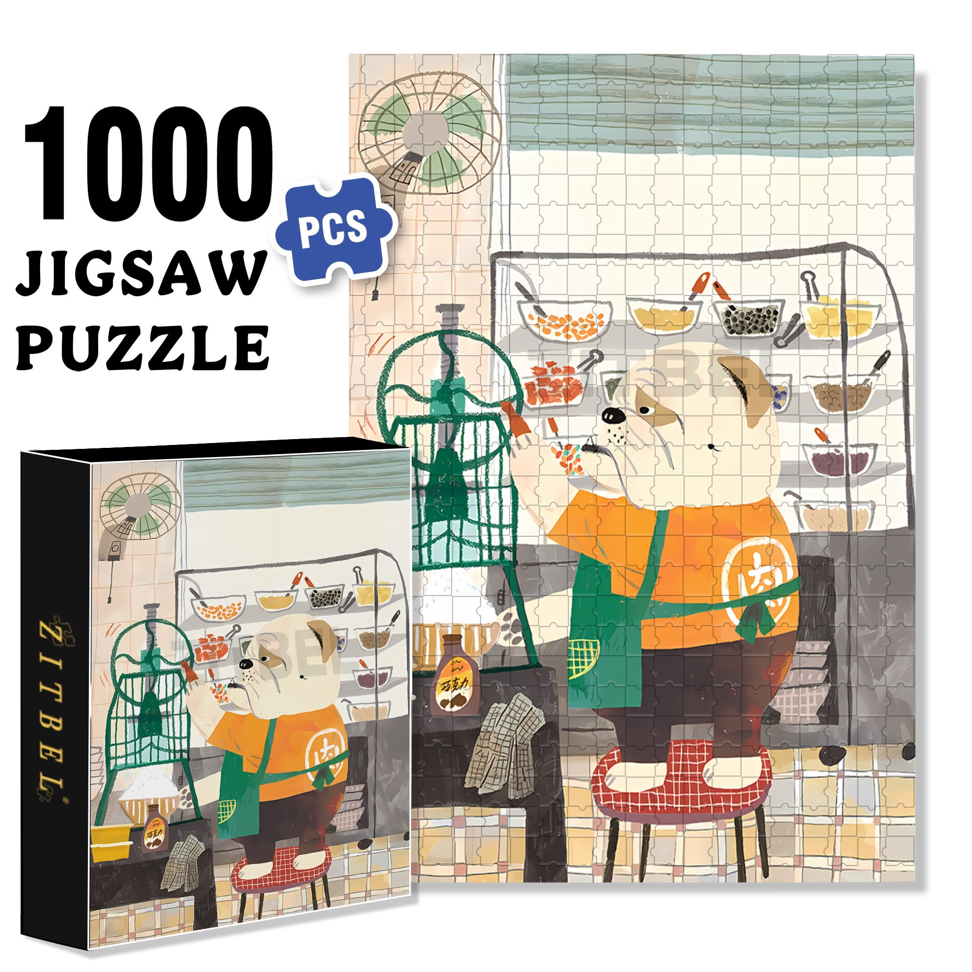 Boss Bulldog 500pcs/1000pcs Jigsaw Puzzle, Scratch-Resistant, Interactive Family Game & Brain-Boosting DIY Decor, Perfect for Halloween, Christmas & New Year Gifts, Family Puzzle Game