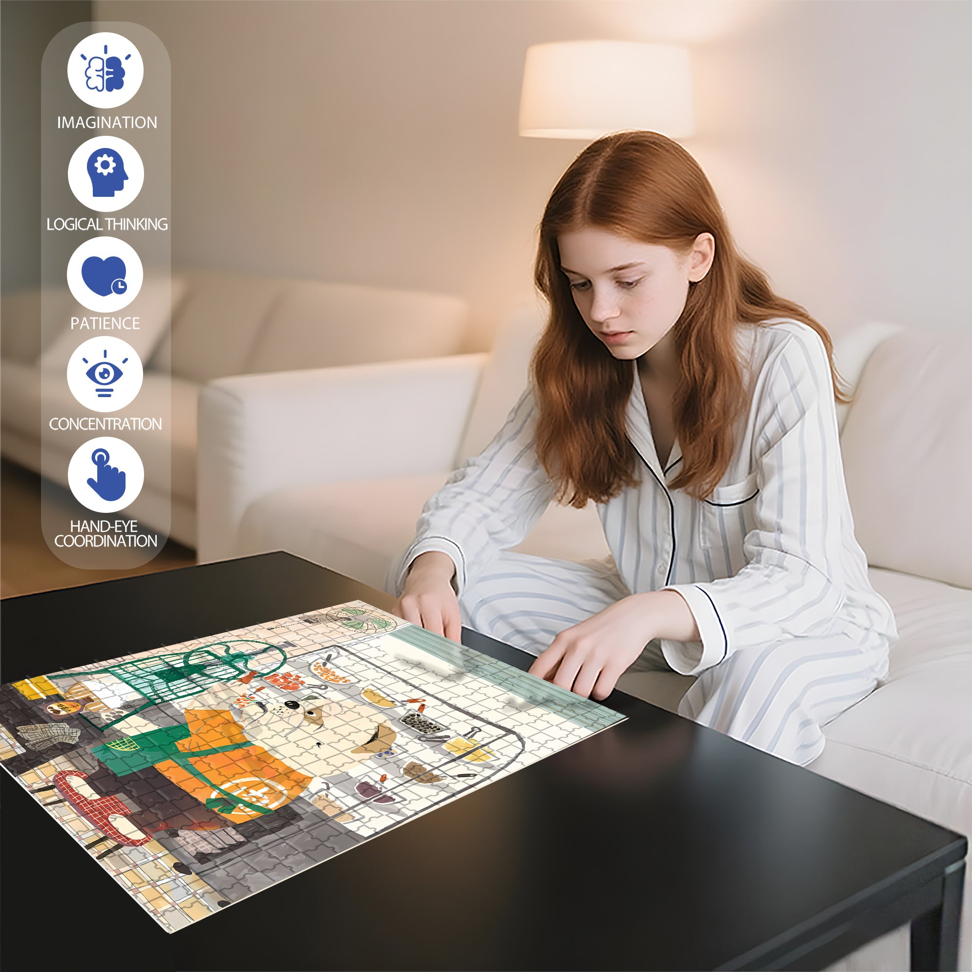 Boss Bulldog 500pcs/1000pcs Jigsaw Puzzle, Scratch-Resistant, Interactive Family Game & Brain-Boosting DIY Decor, Perfect for Halloween, Christmas & New Year Gifts, Family Puzzle Game