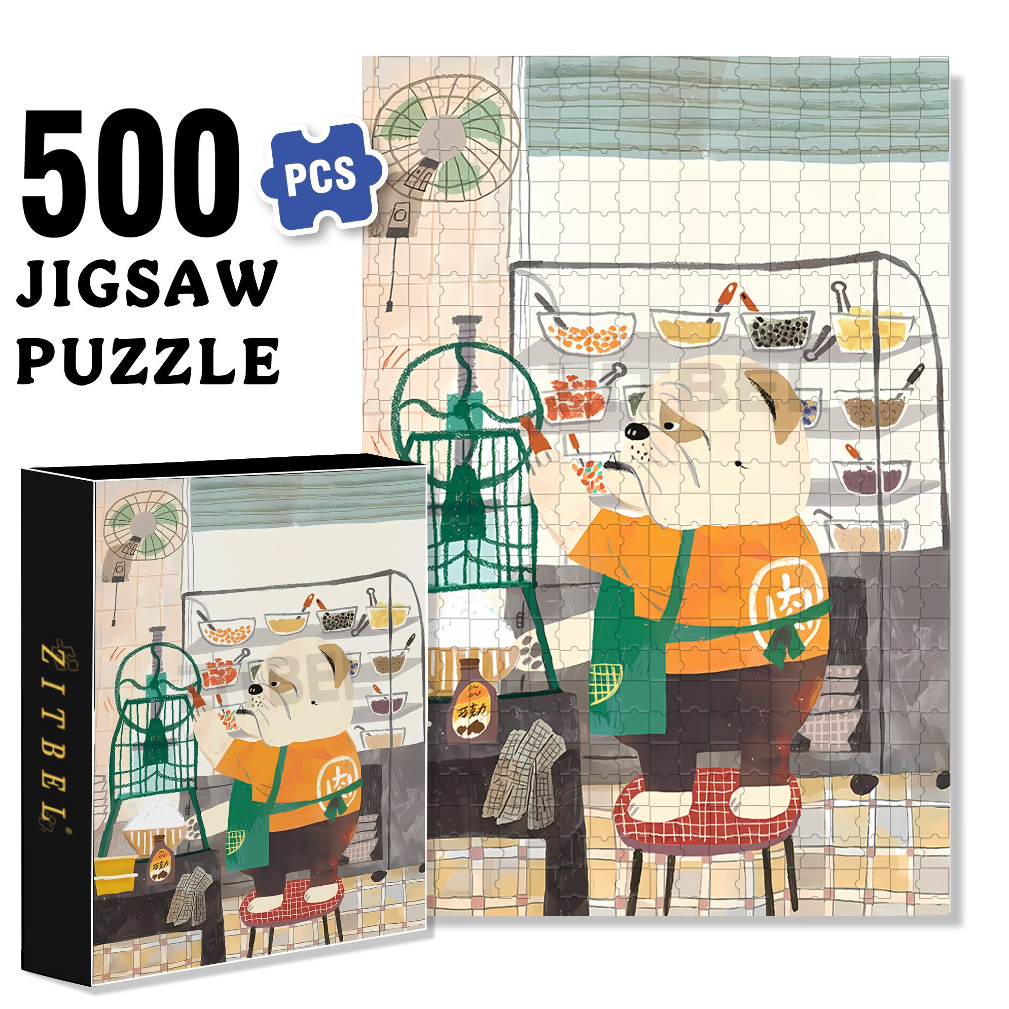 Boss Bulldog 500pcs/1000pcs Jigsaw Puzzle, Scratch-Resistant, Interactive Family Game & Brain-Boosting DIY Decor, Perfect for Halloween, Christmas & New Year Gifts, Family Puzzle Game