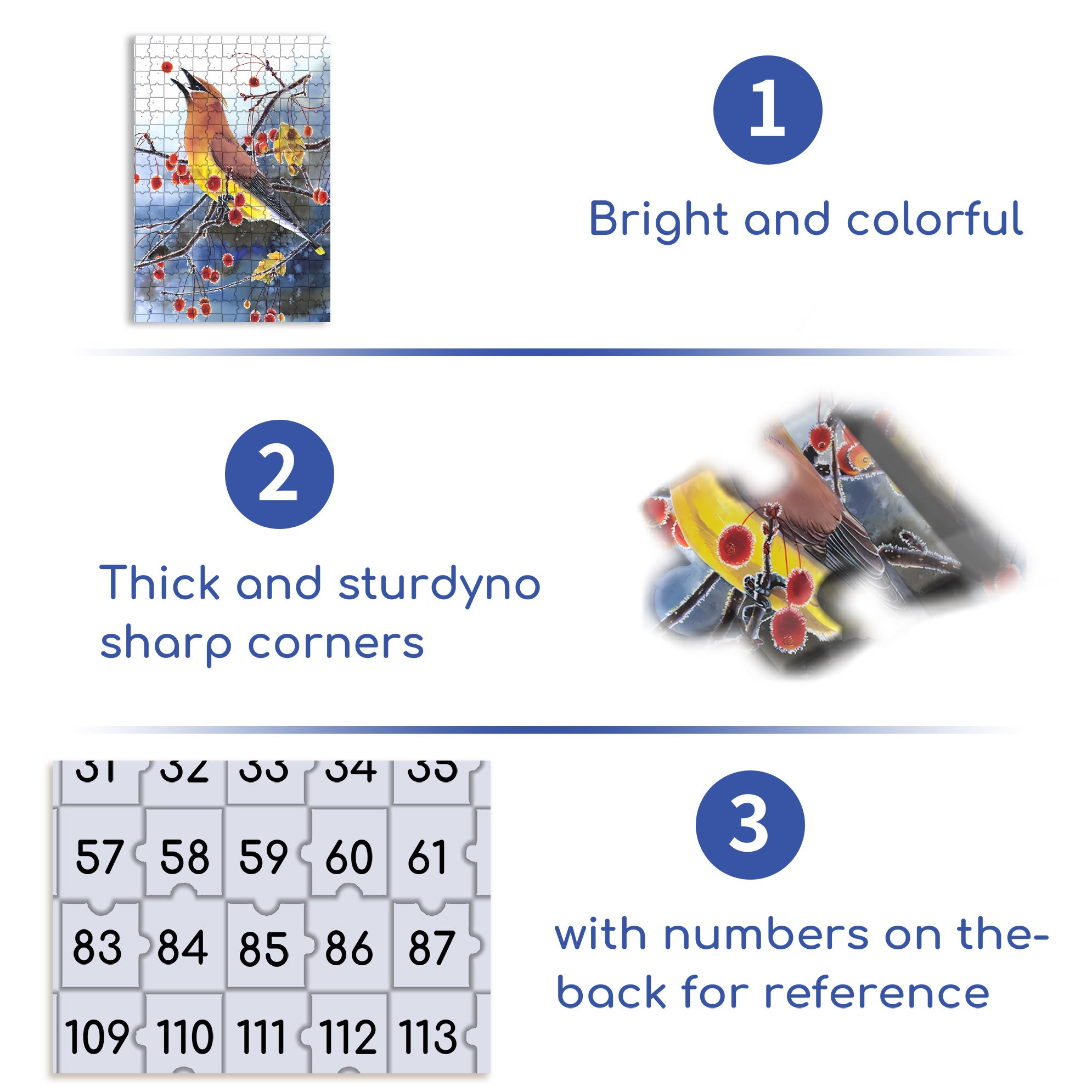 Cedar Waxwing Mini 500pcs/1000pcs Jigsaw Puzzle, Scratch-Resistant, Interactive Family Game & Brain-Boosting DIY Decor, Perfect for Halloween, Christmas & New Year Gifts, Family Puzzle Game