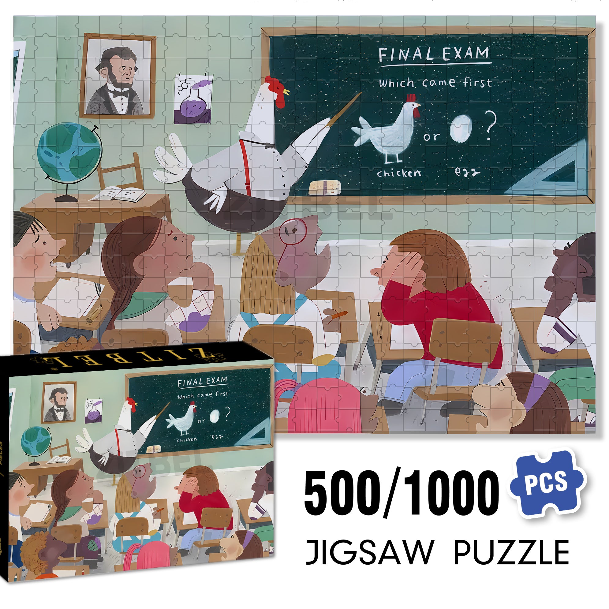 Chicken Or Egg 500pcs/1000pcs Jigsaw Puzzle, Scratch-Resistant, Interactive Family Game & Brain-Boosting DIY Decor, Perfect for Halloween, Christmas & New Year Gifts, Family Puzzle Game