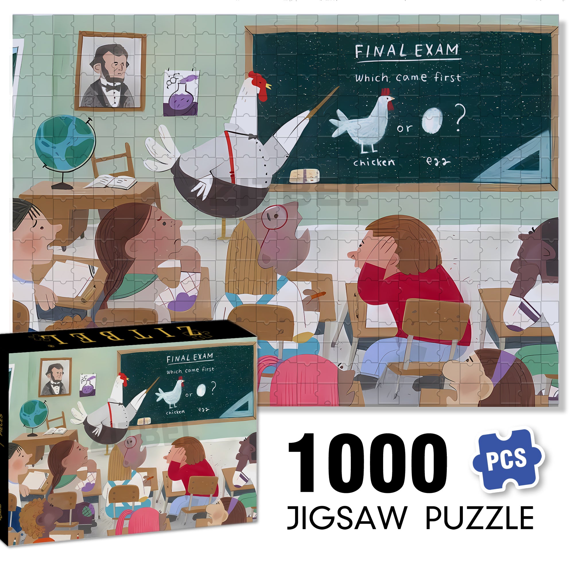 Chicken Or Egg 500pcs/1000pcs Jigsaw Puzzle, Scratch-Resistant, Interactive Family Game & Brain-Boosting DIY Decor, Perfect for Halloween, Christmas & New Year Gifts, Family Puzzle Game