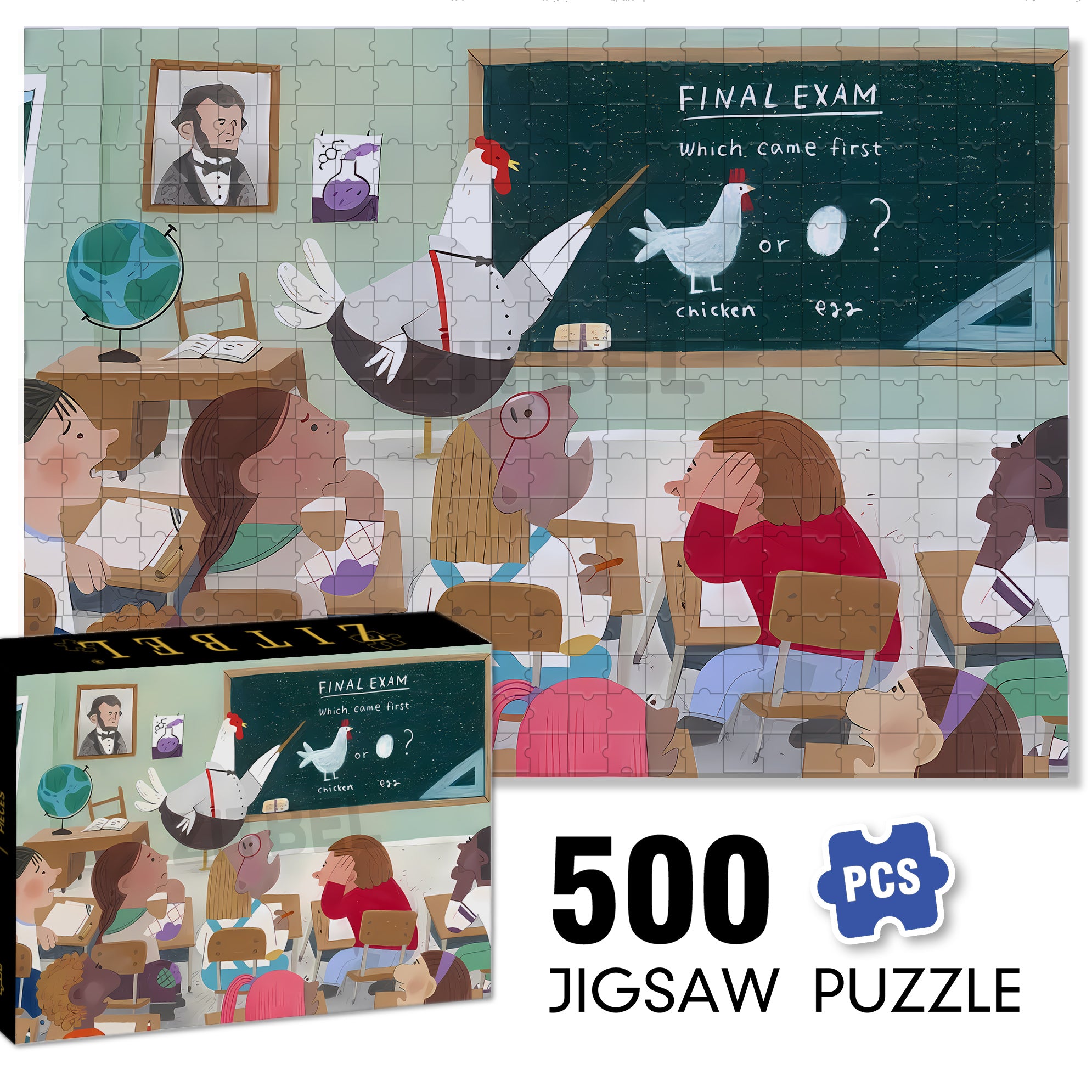 Chicken Or Egg 500pcs/1000pcs Jigsaw Puzzle, Scratch-Resistant, Interactive Family Game & Brain-Boosting DIY Decor, Perfect for Halloween, Christmas & New Year Gifts, Family Puzzle Game