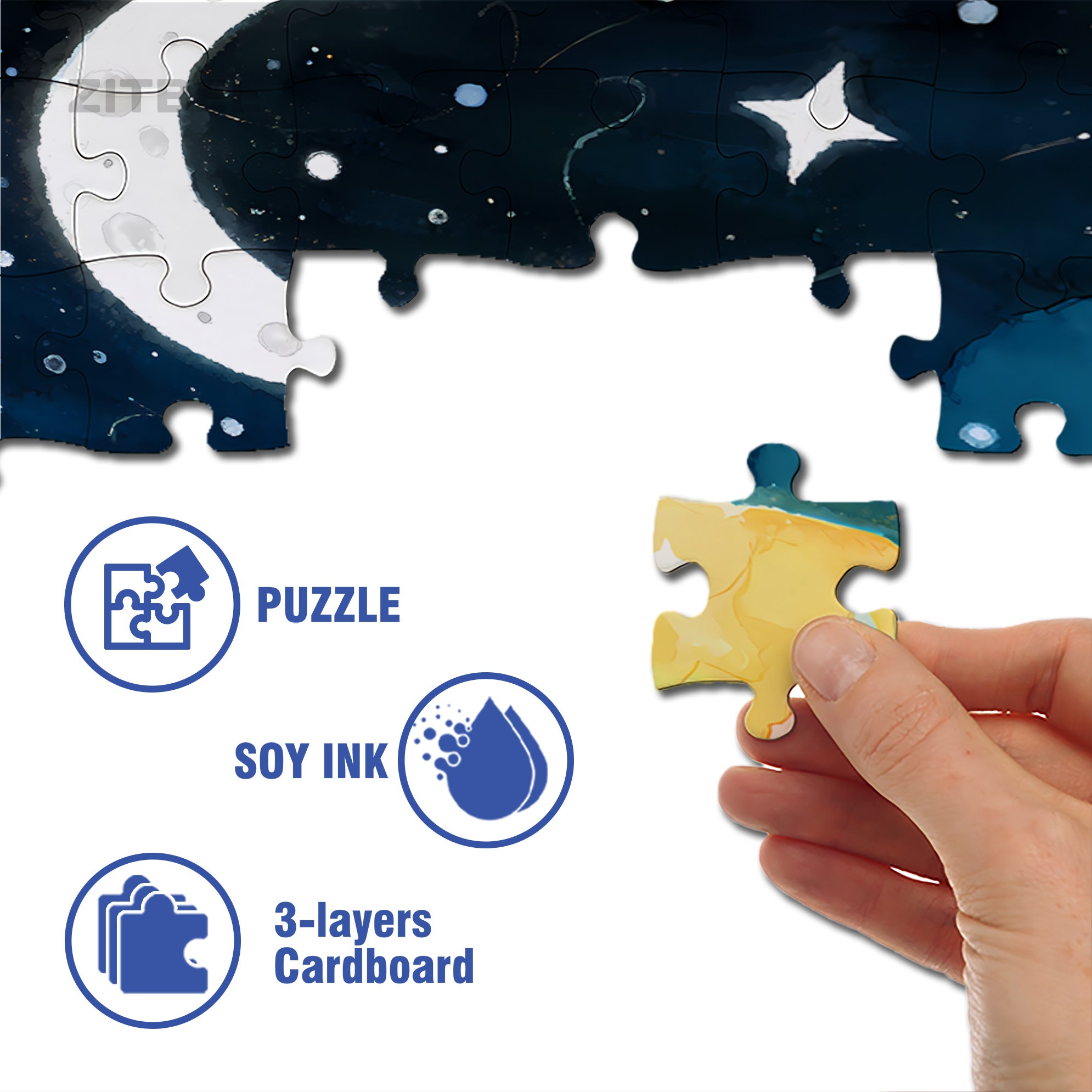 Crescent Moon 500pcs/1000pcs Jigsaw Puzzle, Scratch-Resistant, Interactive Family Game & Brain-Boosting DIY Decor, Perfect for Halloween, Christmas & New Year Gifts, Family Puzzle Game