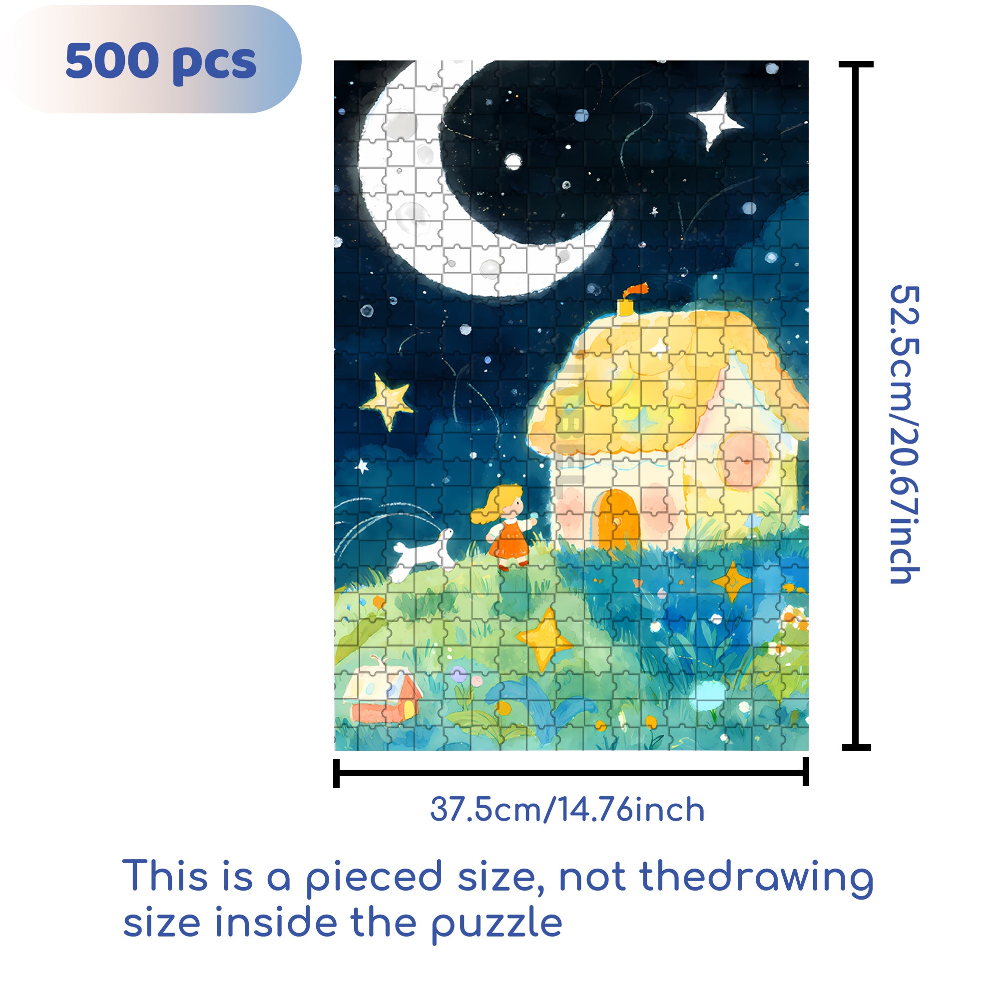 Crescent Moon 500pcs/1000pcs Jigsaw Puzzle, Scratch-Resistant, Interactive Family Game & Brain-Boosting DIY Decor, Perfect for Halloween, Christmas & New Year Gifts, Family Puzzle Game