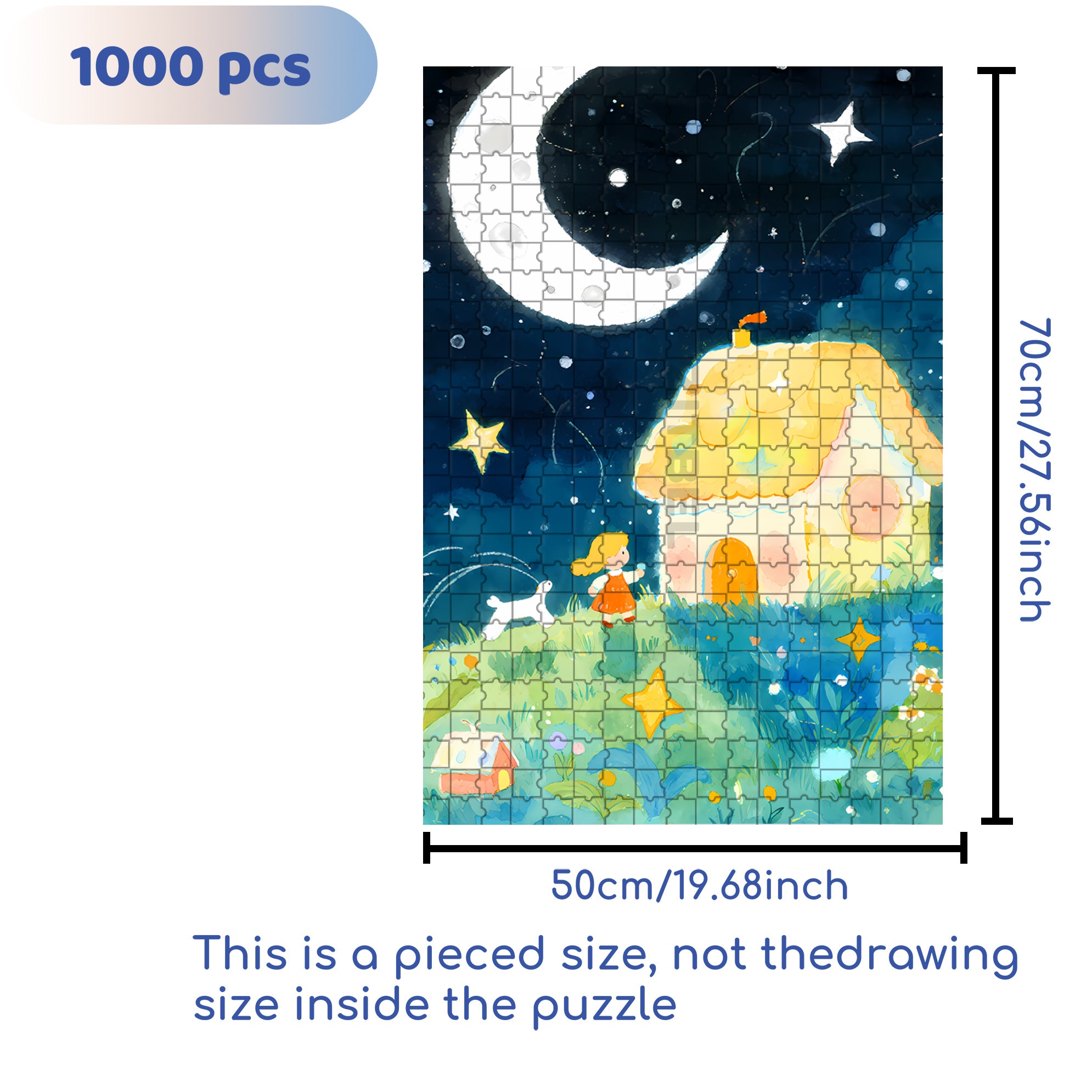 Crescent Moon 500pcs/1000pcs Jigsaw Puzzle, Scratch-Resistant, Interactive Family Game & Brain-Boosting DIY Decor, Perfect for Halloween, Christmas & New Year Gifts, Family Puzzle Game