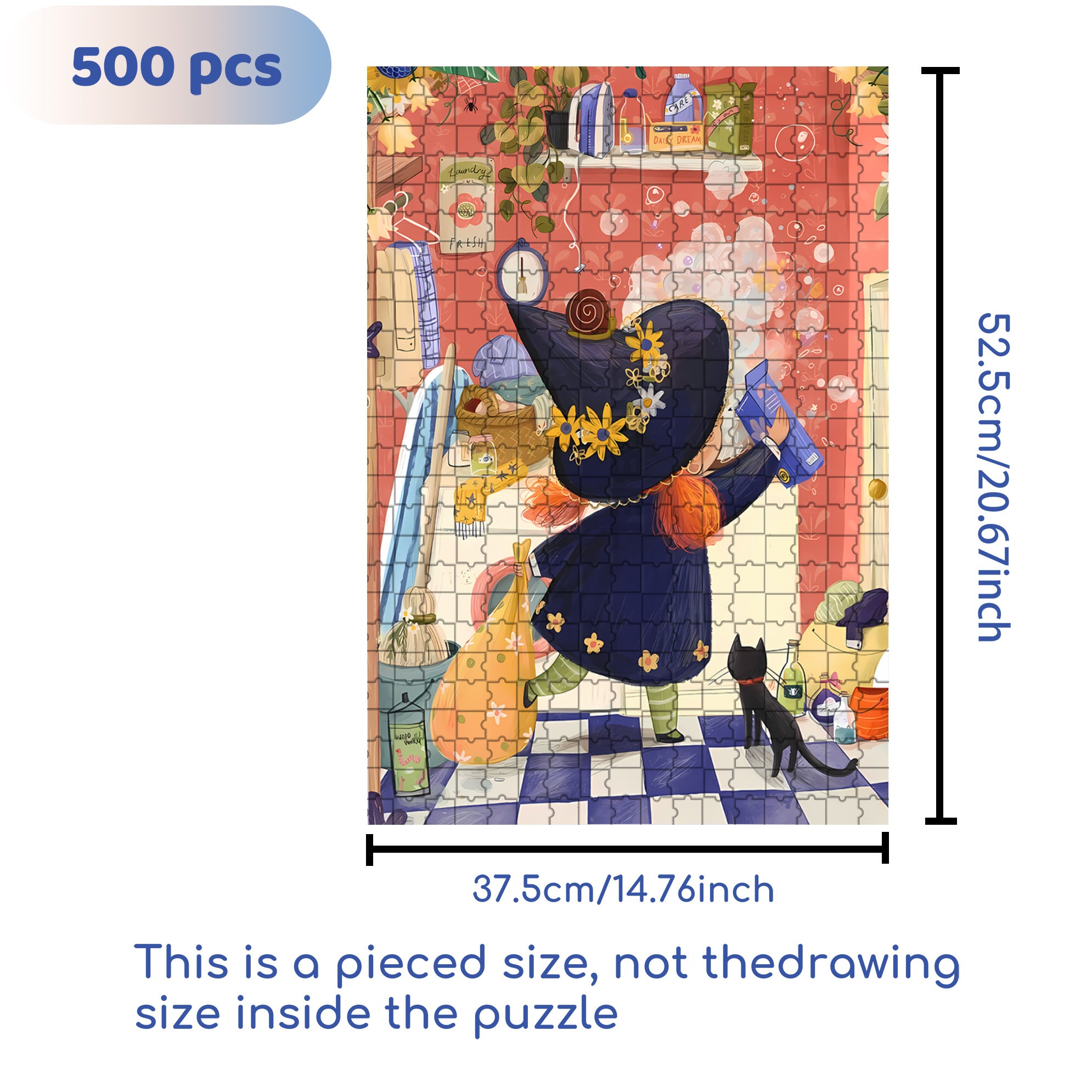 Do The Laundry 500pcs/1000pcs Jigsaw Puzzle, Scratch-Resistant, Interactive Family Game & Brain-Boosting DIY Decor, Perfect for Halloween, Christmas & New Year Gifts, Family Puzzle Game