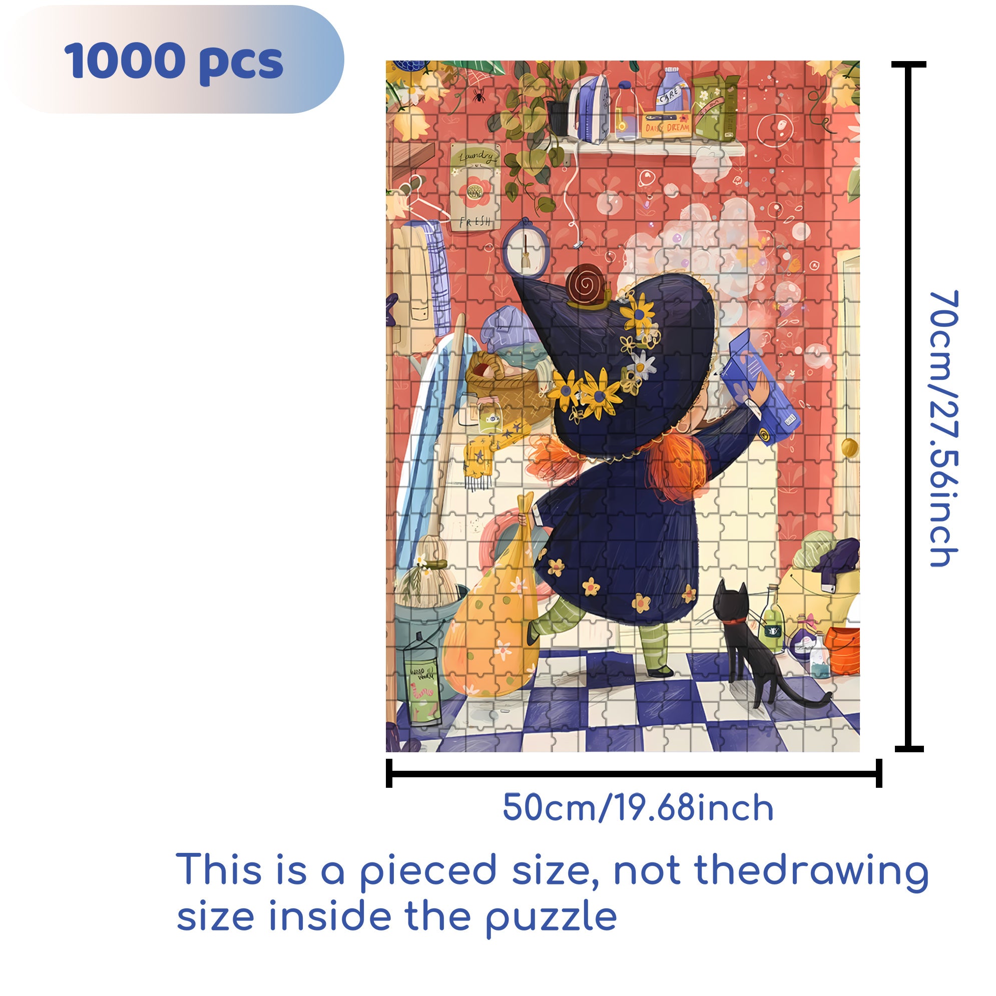Do The Laundry 500pcs/1000pcs Jigsaw Puzzle, Scratch-Resistant, Interactive Family Game & Brain-Boosting DIY Decor, Perfect for Halloween, Christmas & New Year Gifts, Family Puzzle Game