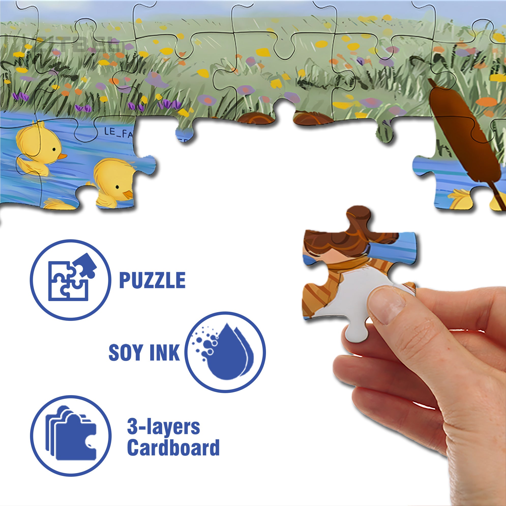 Feeding the Ducks 500pcs/1000pcs Jigsaw Puzzle, Scratch-Resistant, Interactive Family Game & Brain-Boosting DIY Decor, Perfect for Halloween, Christmas & New Year Gifts, Family Puzzle Game