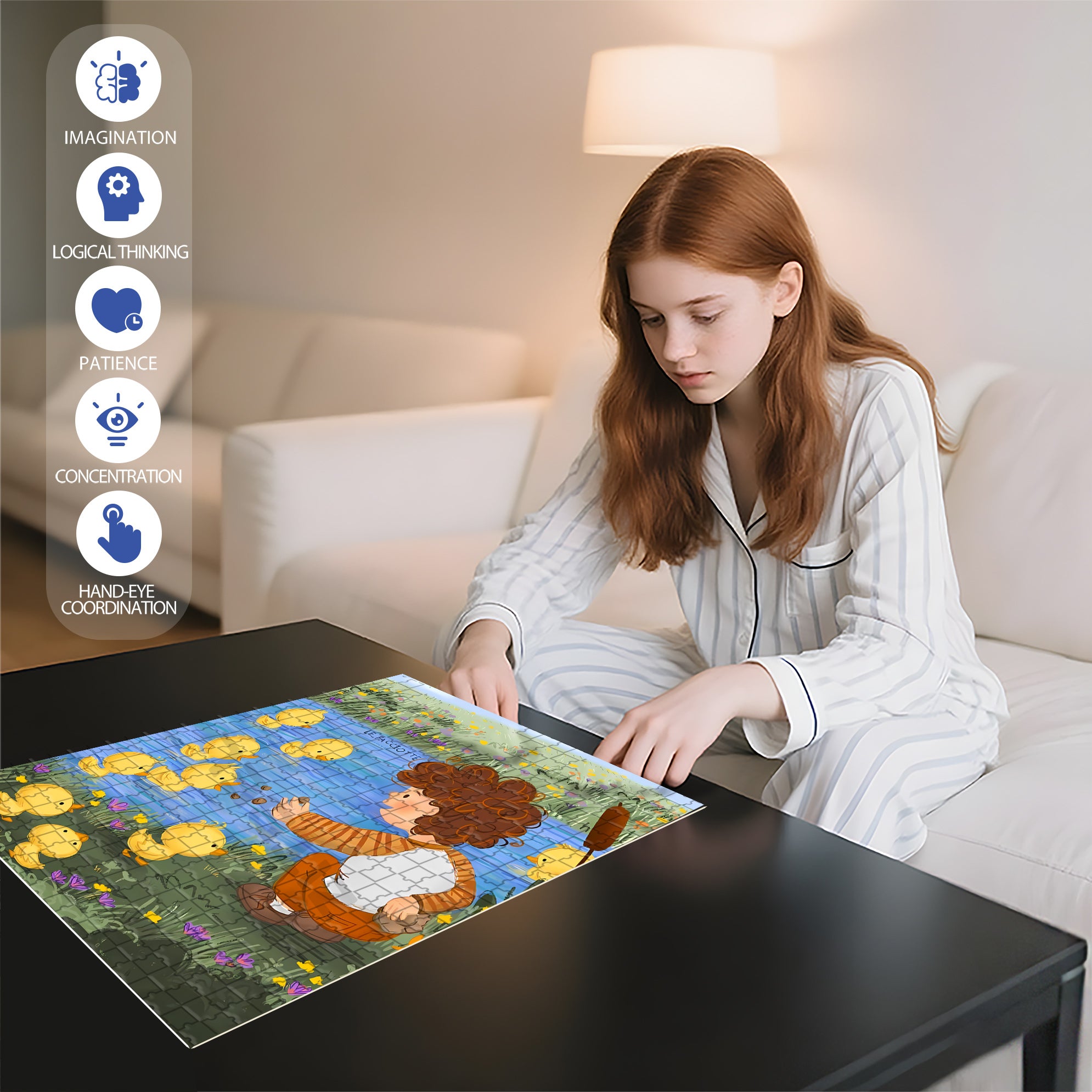 Feeding the Ducks 500pcs/1000pcs Jigsaw Puzzle, Scratch-Resistant, Interactive Family Game & Brain-Boosting DIY Decor, Perfect for Halloween, Christmas & New Year Gifts, Family Puzzle Game