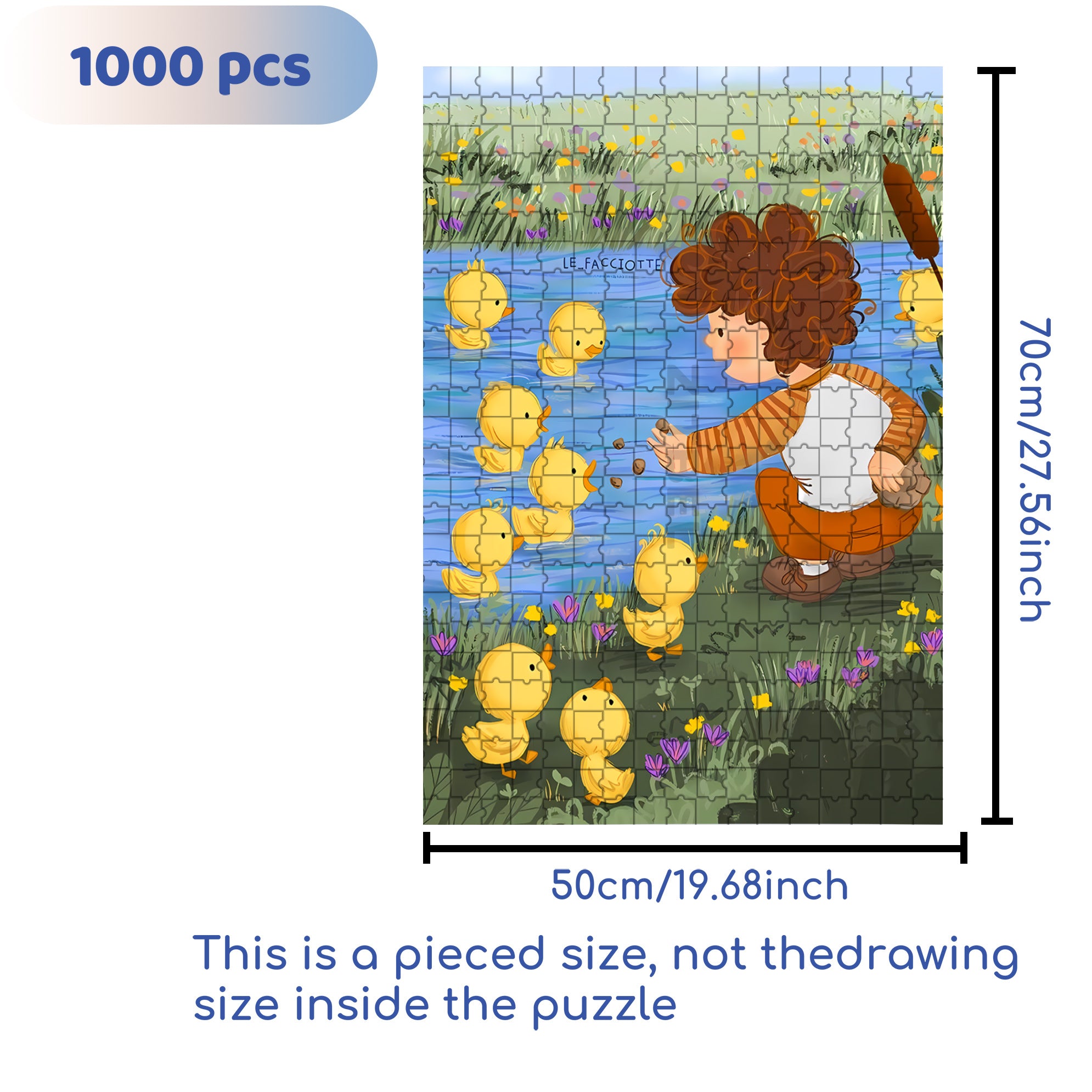 Feeding the Ducks 500pcs/1000pcs Jigsaw Puzzle, Scratch-Resistant, Interactive Family Game & Brain-Boosting DIY Decor, Perfect for Halloween, Christmas & New Year Gifts, Family Puzzle Game