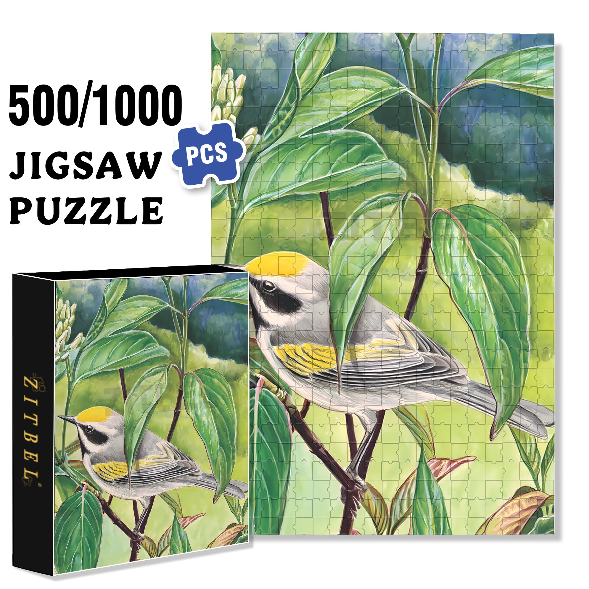 Golden-winged Warbler Mini 500pcs/1000pcs Jigsaw Puzzle, Scratch-Resistant, Interactive Family Game & Brain-Boosting DIY Decor, Perfect for Halloween, Christmas & New Year Gifts, Family Puzzle Game
