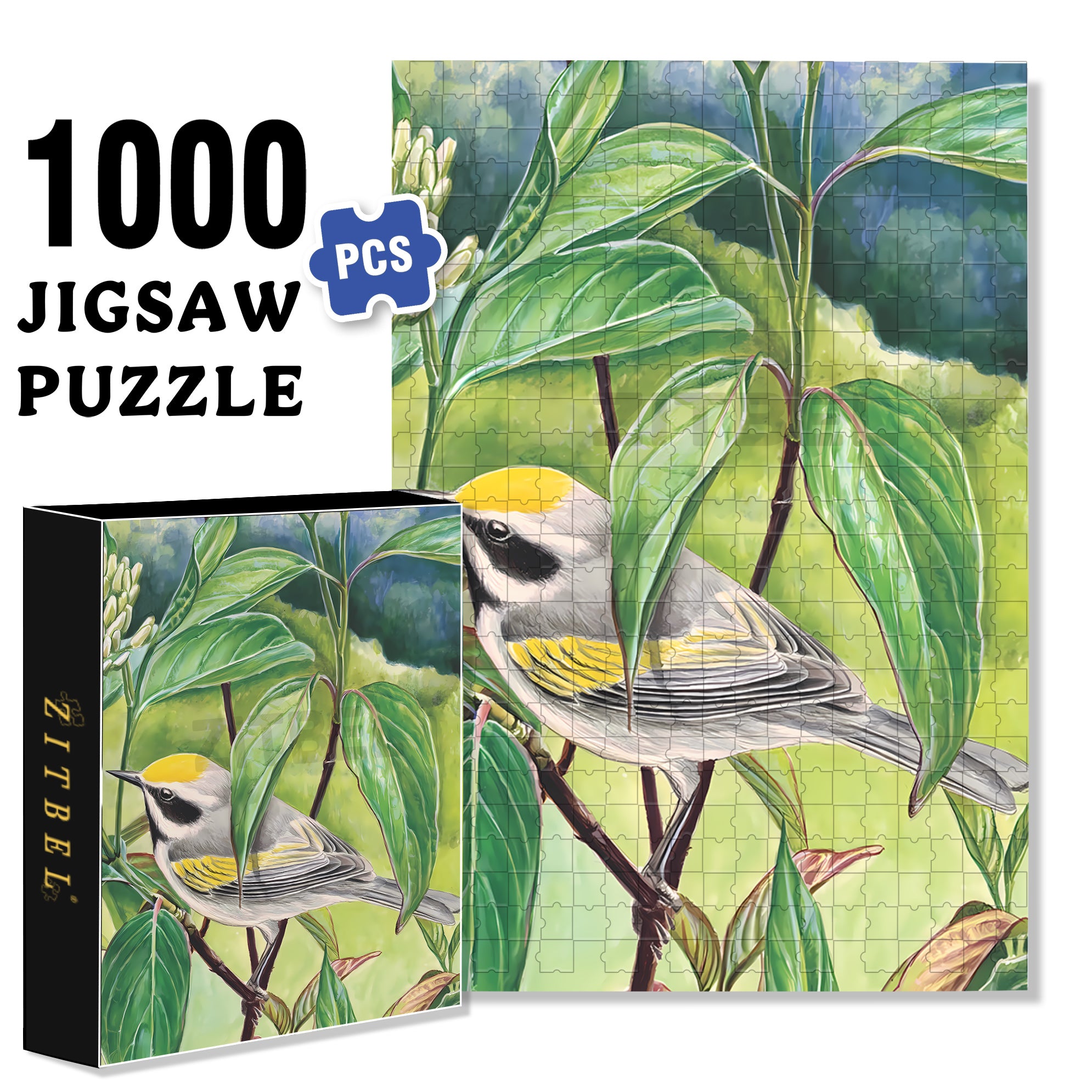 Golden-winged Warbler Mini 500pcs/1000pcs Jigsaw Puzzle, Scratch-Resistant, Interactive Family Game & Brain-Boosting DIY Decor, Perfect for Halloween, Christmas & New Year Gifts, Family Puzzle Game
