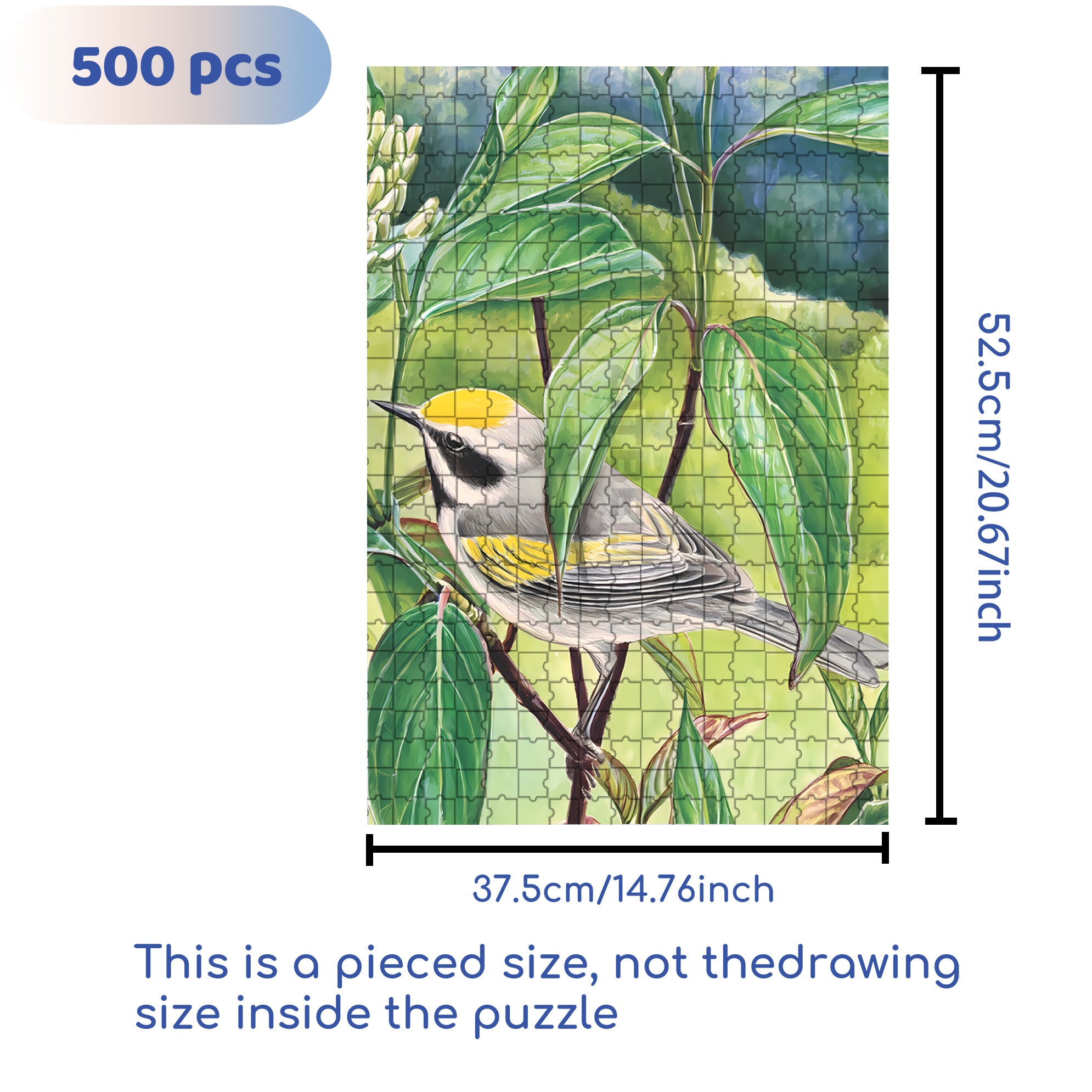 Golden-winged Warbler Mini 500pcs/1000pcs Jigsaw Puzzle, Scratch-Resistant, Interactive Family Game & Brain-Boosting DIY Decor, Perfect for Halloween, Christmas & New Year Gifts, Family Puzzle Game
