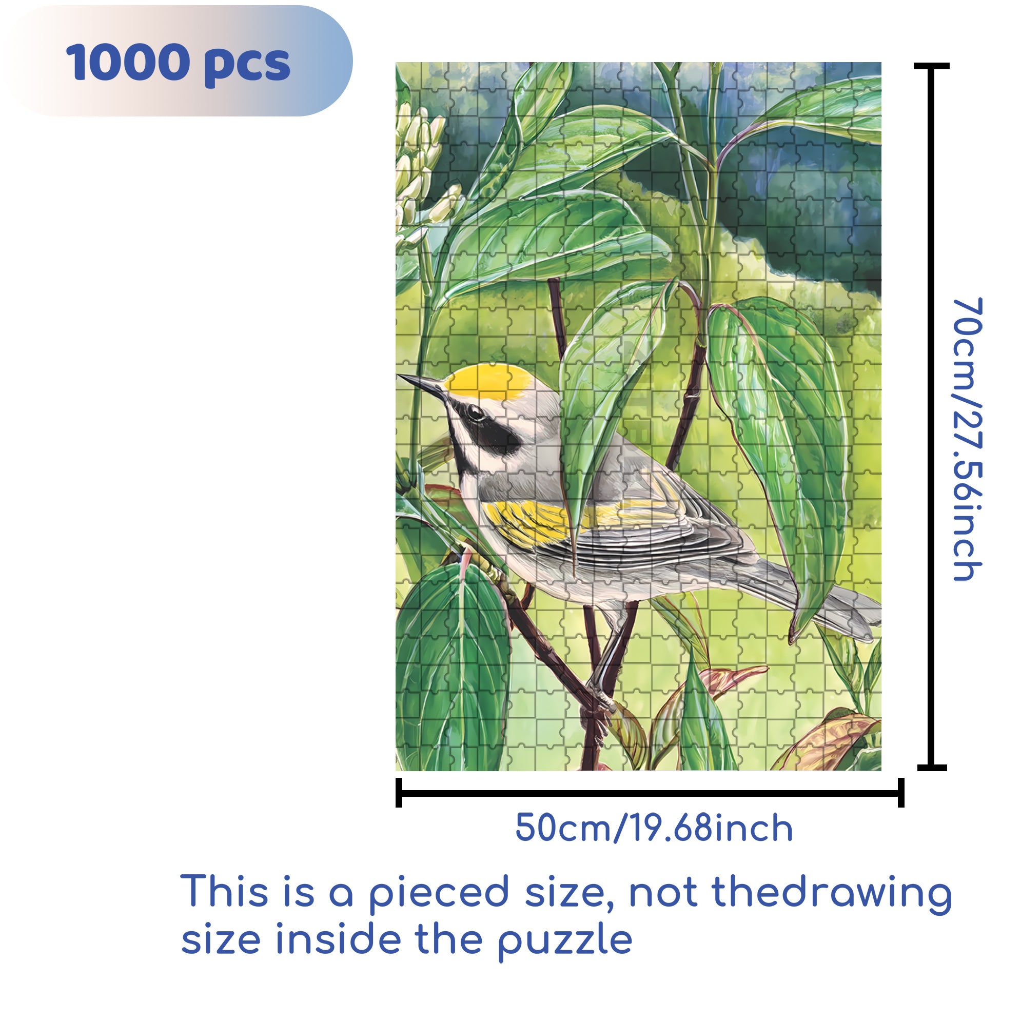 Golden-winged Warbler Mini 500pcs/1000pcs Jigsaw Puzzle, Scratch-Resistant, Interactive Family Game & Brain-Boosting DIY Decor, Perfect for Halloween, Christmas & New Year Gifts, Family Puzzle Game