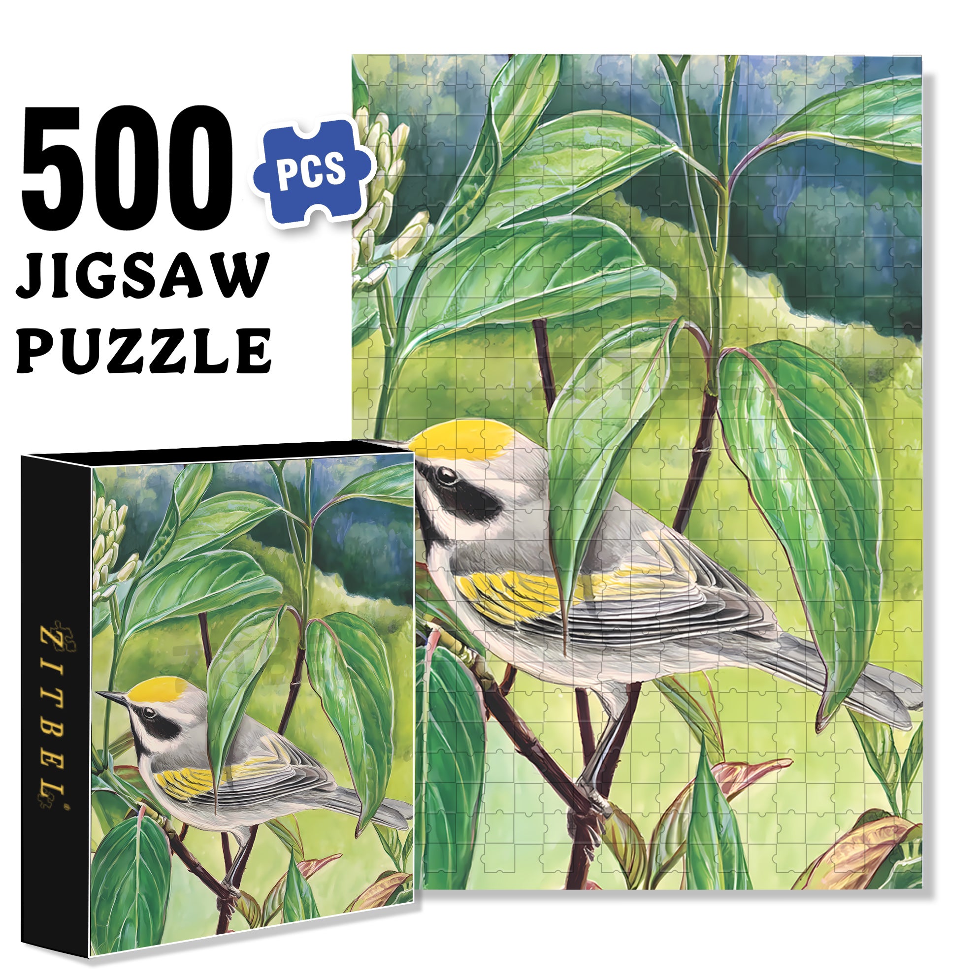 Golden-winged Warbler Mini 500pcs/1000pcs Jigsaw Puzzle, Scratch-Resistant, Interactive Family Game & Brain-Boosting DIY Decor, Perfect for Halloween, Christmas & New Year Gifts, Family Puzzle Game