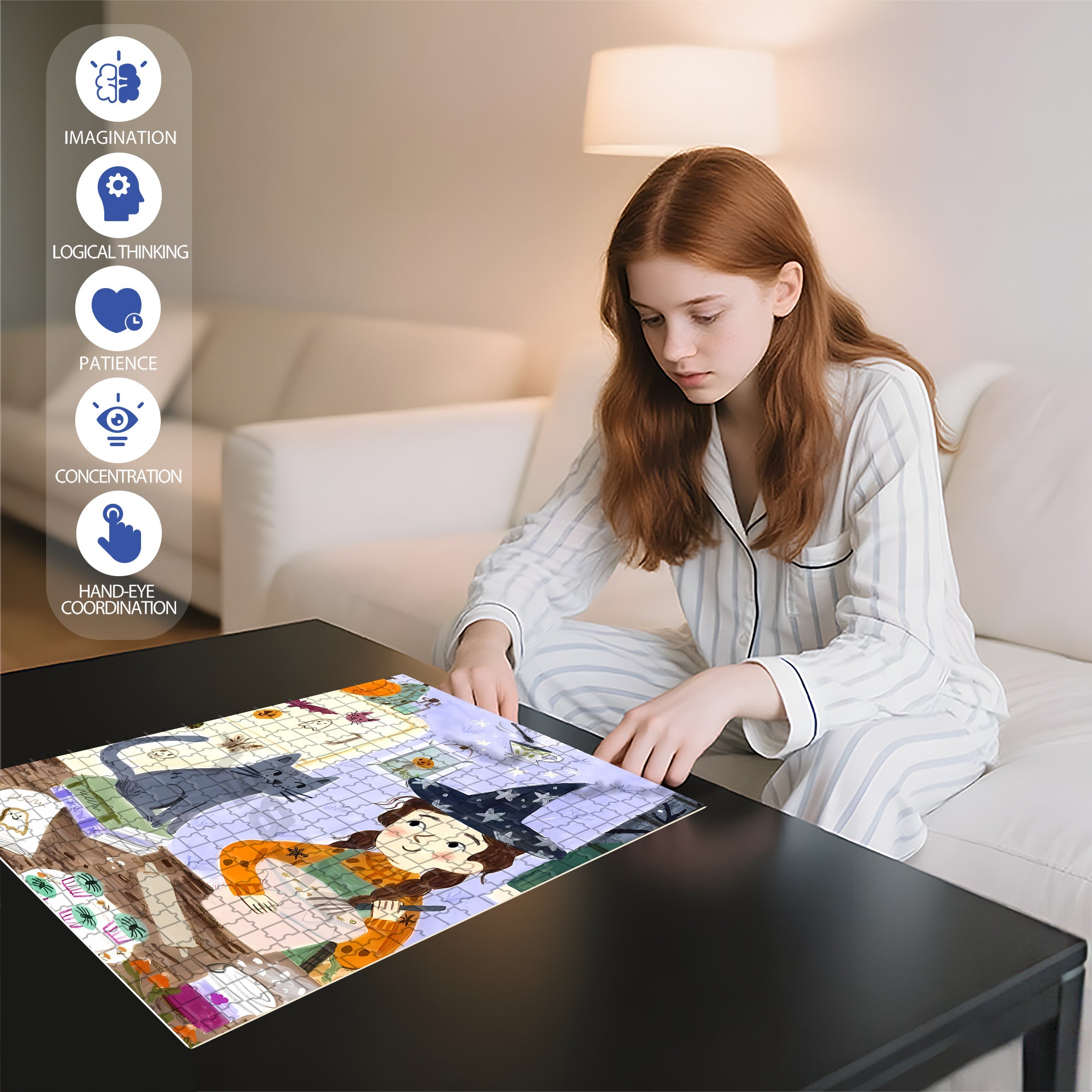 Halloween Cake 500pcs/1000pcs Jigsaw Puzzle, Scratch-Resistant, Interactive Family Game & Brain-Boosting DIY Decor, Perfect for Halloween, Christmas & New Year Gifts, Family Puzzle Game