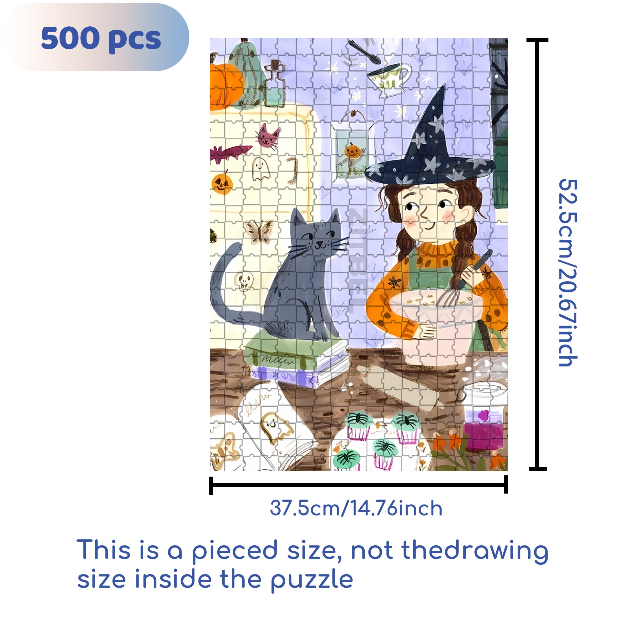 Halloween Cake 500pcs/1000pcs Jigsaw Puzzle, Scratch-Resistant, Interactive Family Game & Brain-Boosting DIY Decor, Perfect for Halloween, Christmas & New Year Gifts, Family Puzzle Game