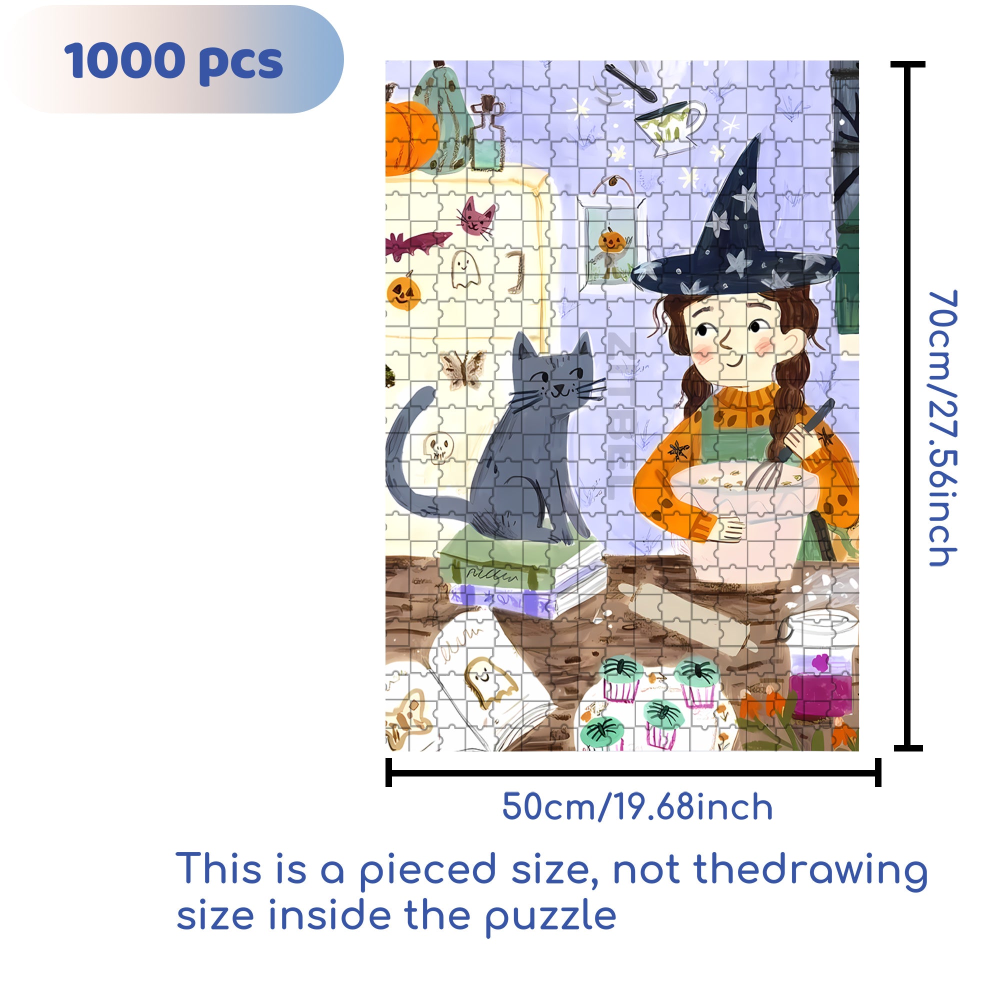 Halloween Cake 500pcs/1000pcs Jigsaw Puzzle, Scratch-Resistant, Interactive Family Game & Brain-Boosting DIY Decor, Perfect for Halloween, Christmas & New Year Gifts, Family Puzzle Game