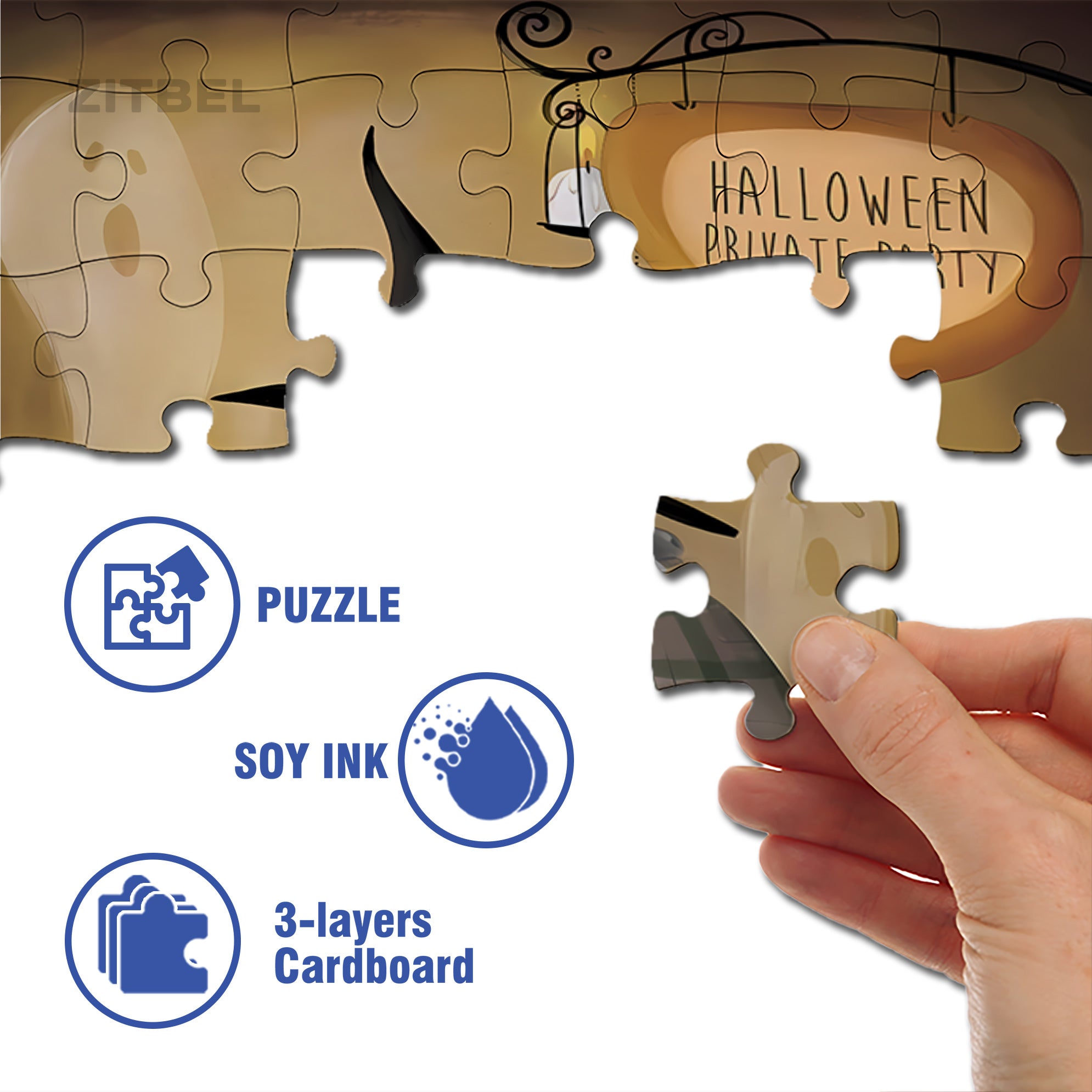 Halloween Private Party 500pcs/1000pcs Jigsaw Puzzle, Scratch-Resistant, Interactive Family Game & Brain-Boosting DIY Decor, Perfect for Halloween, Christmas & New Year Gifts, Family Puzzle Game