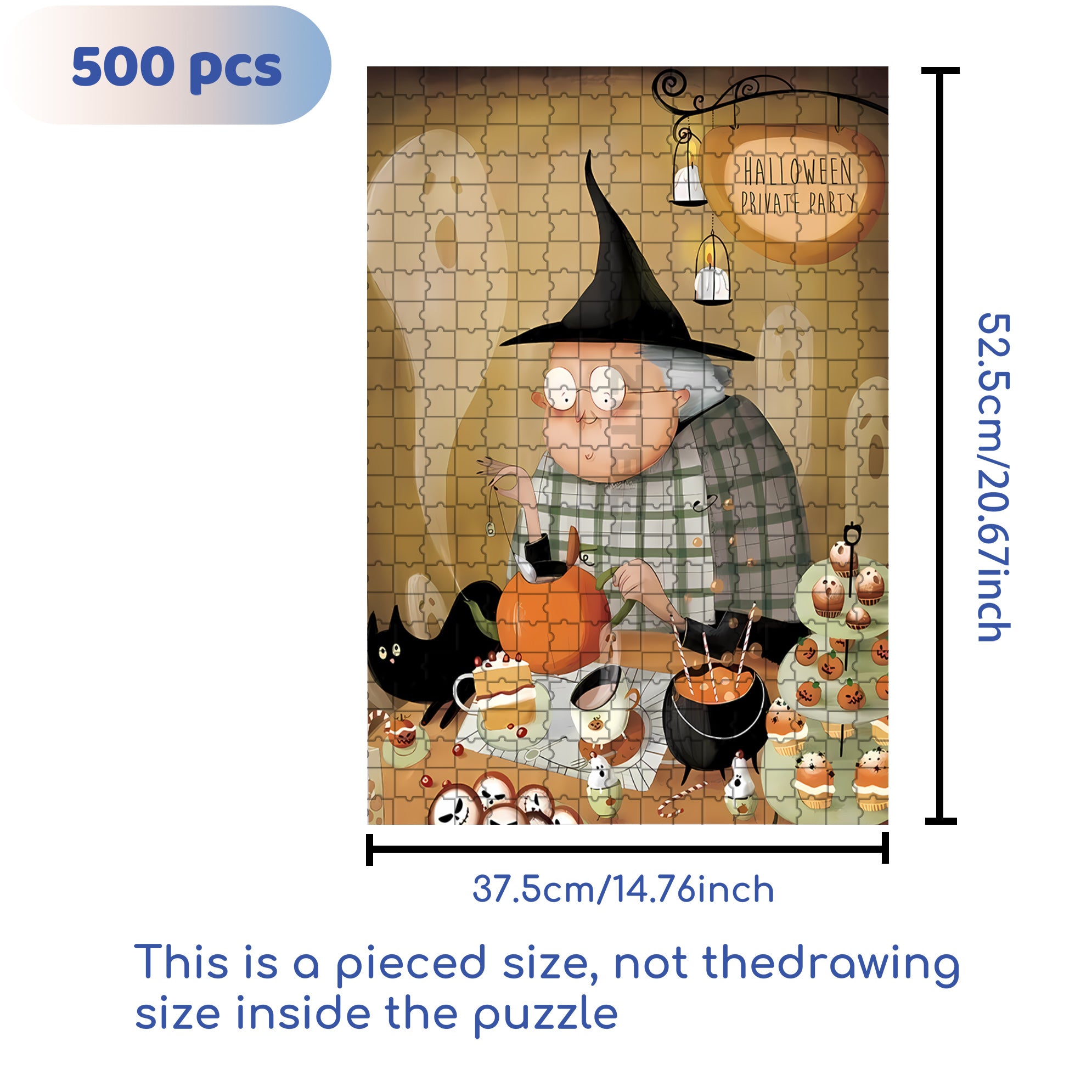 Halloween Private Party 500pcs/1000pcs Jigsaw Puzzle, Scratch-Resistant, Interactive Family Game & Brain-Boosting DIY Decor, Perfect for Halloween, Christmas & New Year Gifts, Family Puzzle Game
