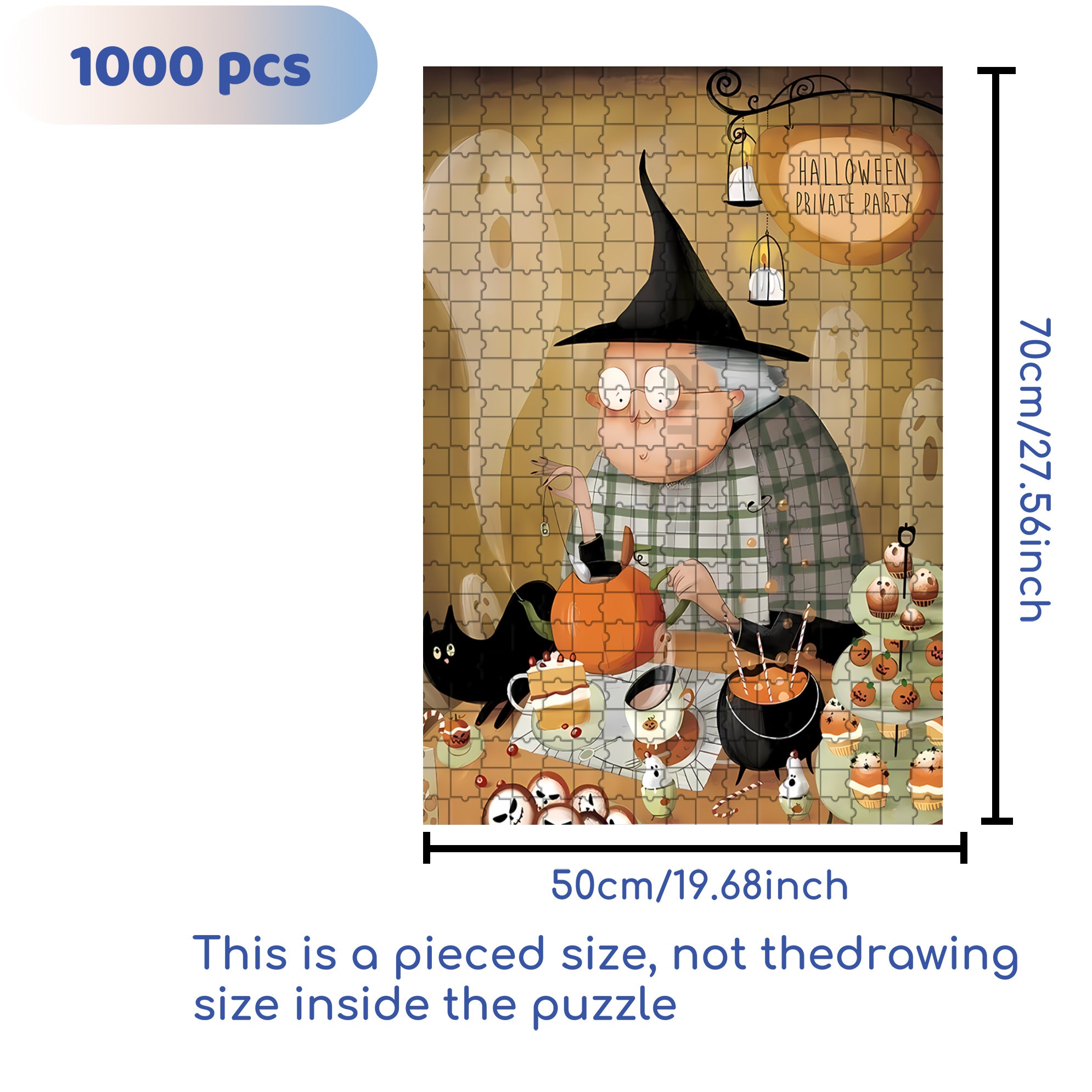 Halloween Private Party 500pcs/1000pcs Jigsaw Puzzle, Scratch-Resistant, Interactive Family Game & Brain-Boosting DIY Decor, Perfect for Halloween, Christmas & New Year Gifts, Family Puzzle Game