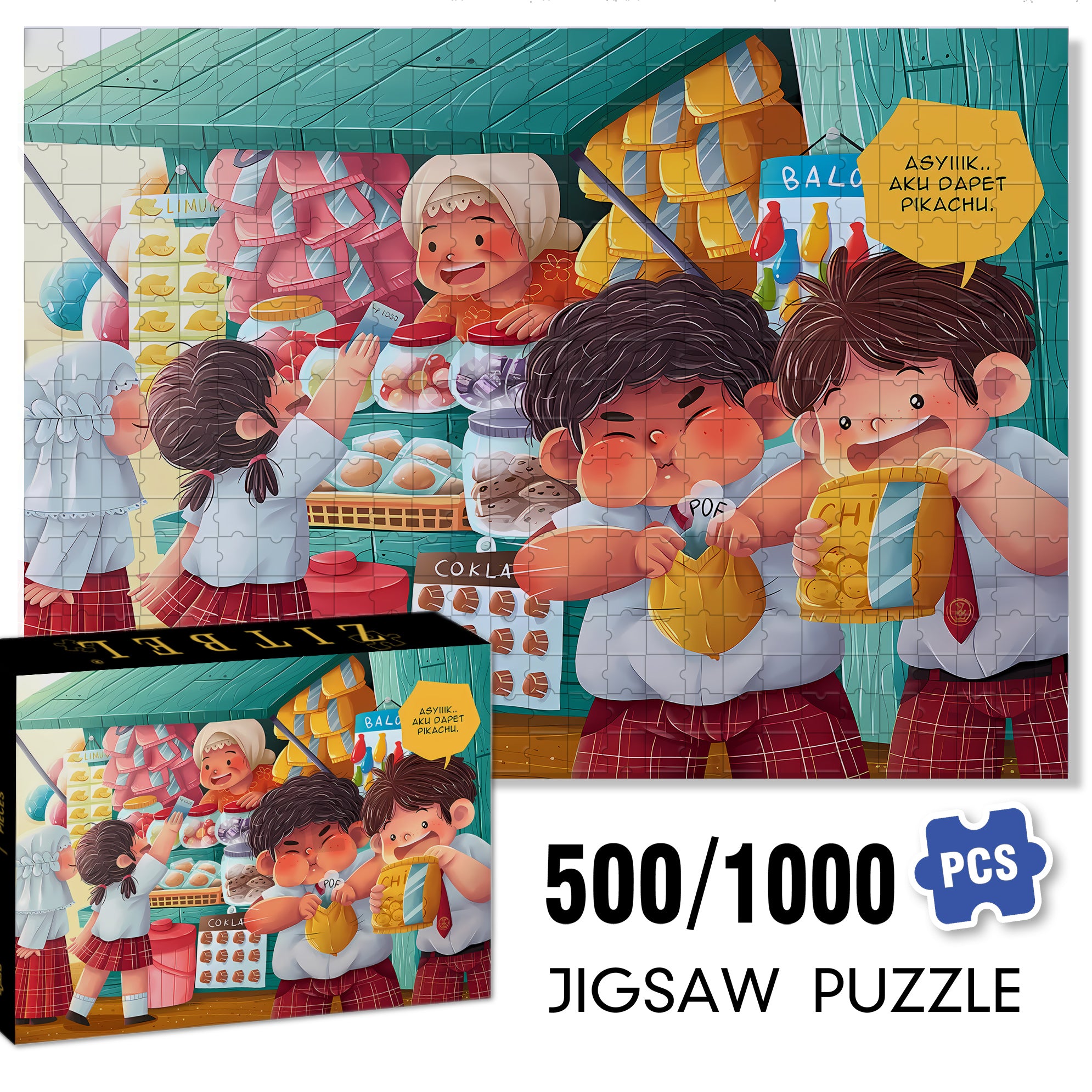 Indonesian Student 500pcs/1000pcs Jigsaw Puzzle, Scratch-Resistant, Interactive Family Game & Brain-Boosting DIY Decor, Perfect for Halloween, Christmas & New Year Gifts, Family Puzzle Game