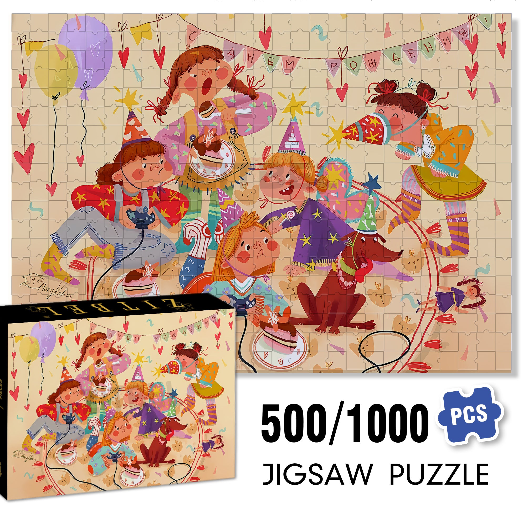 Josephine's Birthday Party 500pcs/1000pcs Jigsaw Puzzle, Scratch-Resistant, Interactive Family Game & Brain-Boosting DIY Decor, Perfect for Halloween, Christmas & New Year Gifts, Family Puzzle Game