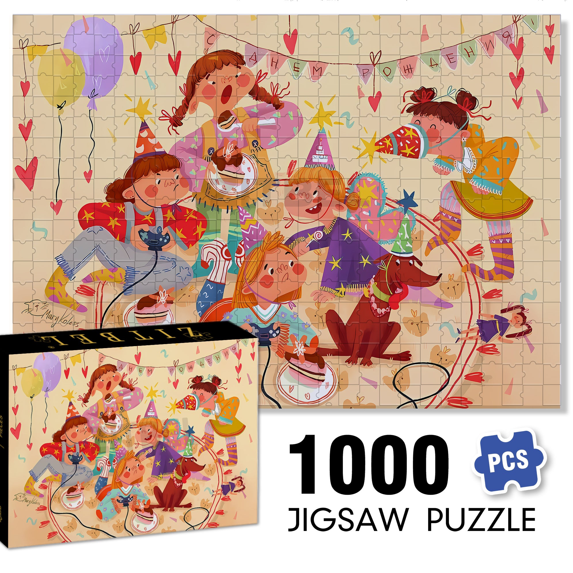 Josephine's Birthday Party 500pcs/1000pcs Jigsaw Puzzle, Scratch-Resistant, Interactive Family Game & Brain-Boosting DIY Decor, Perfect for Halloween, Christmas & New Year Gifts, Family Puzzle Game