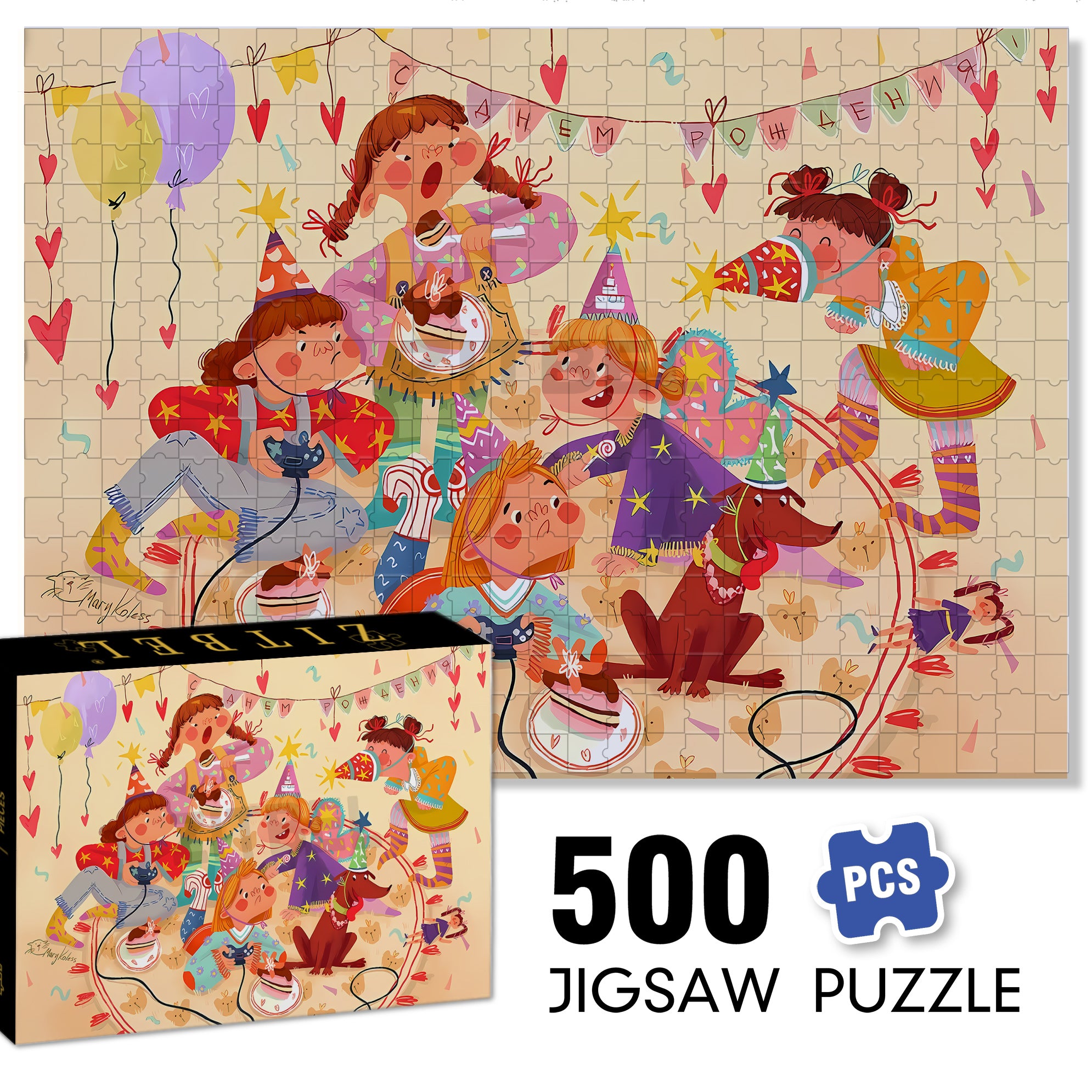 Josephine's Birthday Party 500pcs/1000pcs Jigsaw Puzzle, Scratch-Resistant, Interactive Family Game & Brain-Boosting DIY Decor, Perfect for Halloween, Christmas & New Year Gifts, Family Puzzle Game