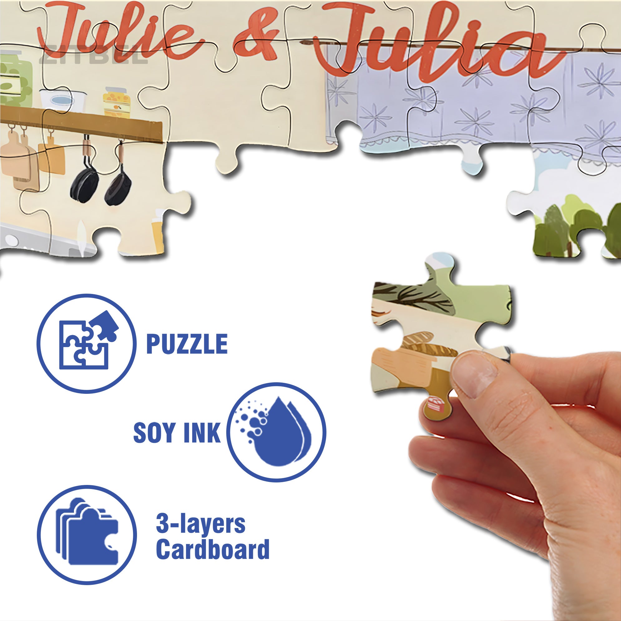 Julie & Julia 500pcs/1000pcs Jigsaw Puzzle, Scratch-Resistant, Interactive Family Game & Brain-Boosting DIY Decor, Perfect for Halloween, Christmas & New Year Gifts, Family Puzzle Game