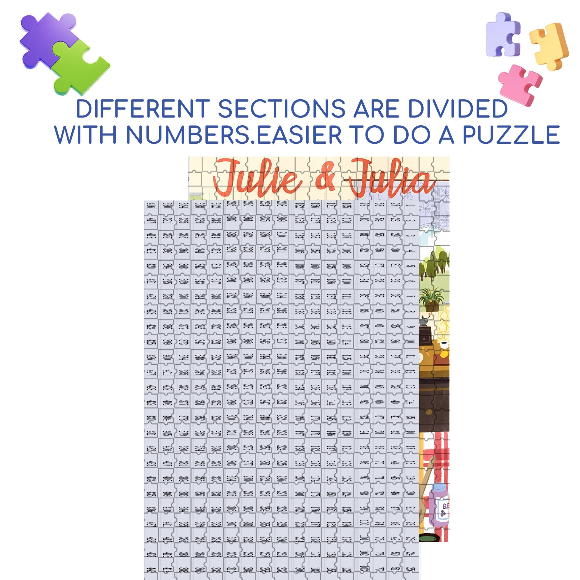Julie & Julia 500pcs/1000pcs Jigsaw Puzzle, Scratch-Resistant, Interactive Family Game & Brain-Boosting DIY Decor, Perfect for Halloween, Christmas & New Year Gifts, Family Puzzle Game