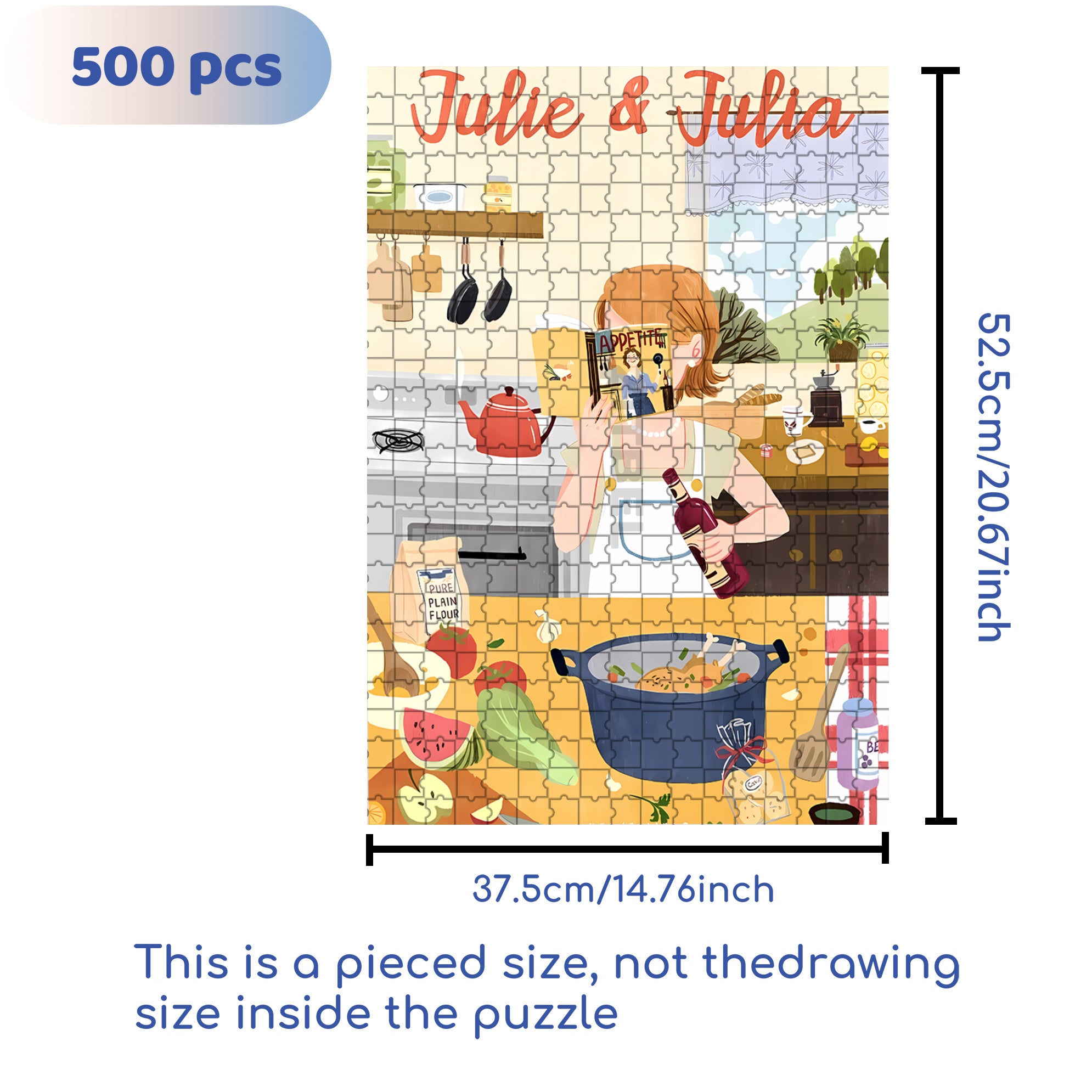 Julie & Julia 500pcs/1000pcs Jigsaw Puzzle, Scratch-Resistant, Interactive Family Game & Brain-Boosting DIY Decor, Perfect for Halloween, Christmas & New Year Gifts, Family Puzzle Game