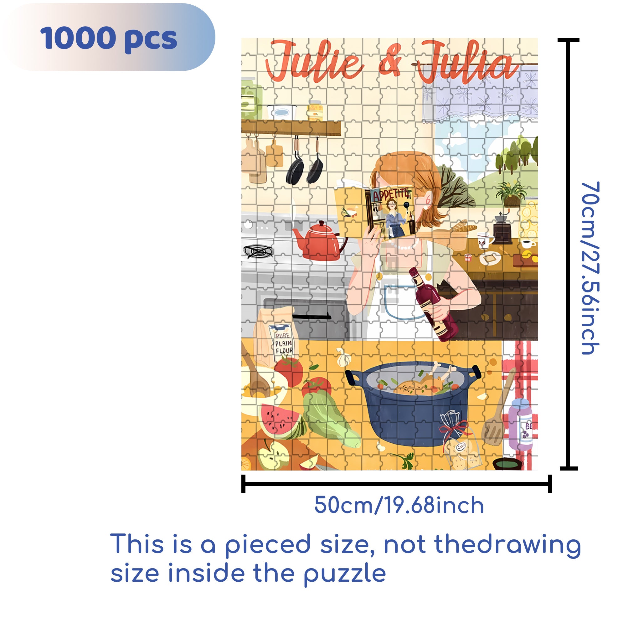 Julie & Julia 500pcs/1000pcs Jigsaw Puzzle, Scratch-Resistant, Interactive Family Game & Brain-Boosting DIY Decor, Perfect for Halloween, Christmas & New Year Gifts, Family Puzzle Game