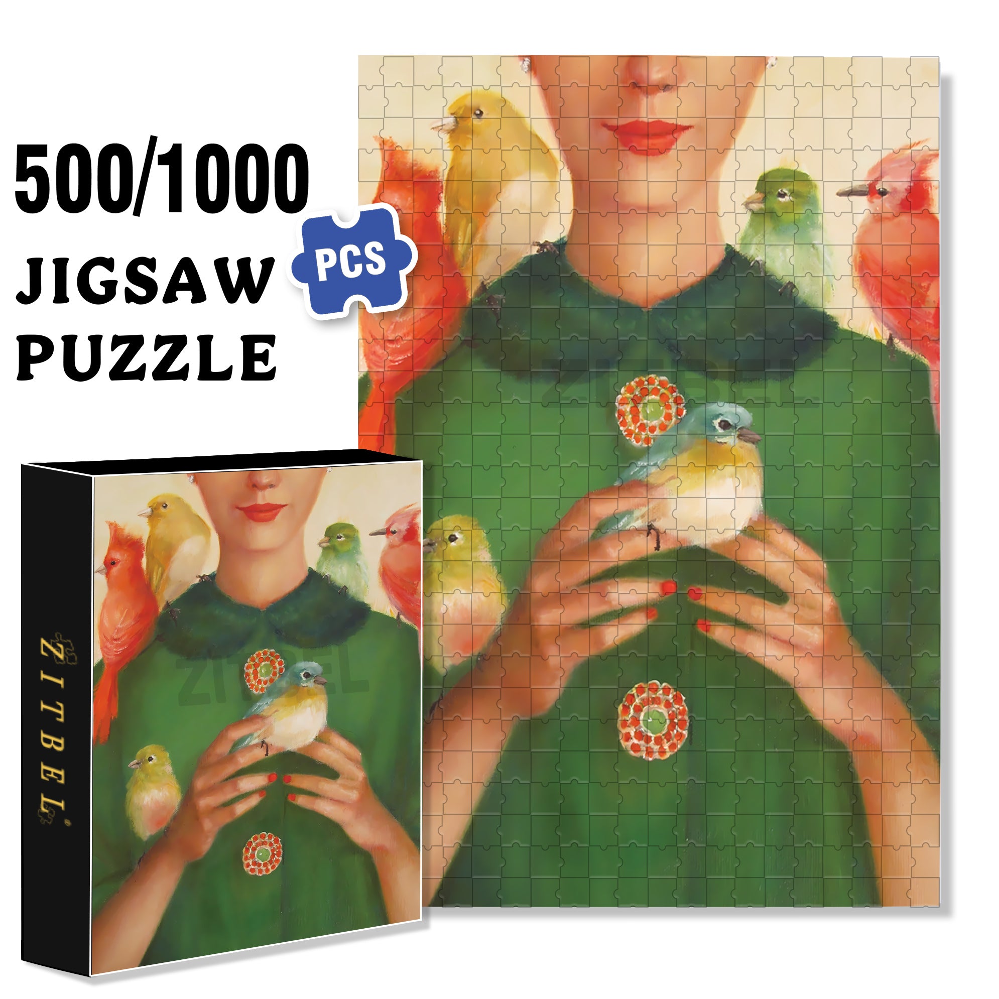 Ladybird 500pcs/1000pcs Jigsaw Puzzle, Scratch-Resistant, Interactive Family Game & Brain-Boosting DIY Decor, Perfect for Halloween, Christmas & New Year Gifts, Family Puzzle Game