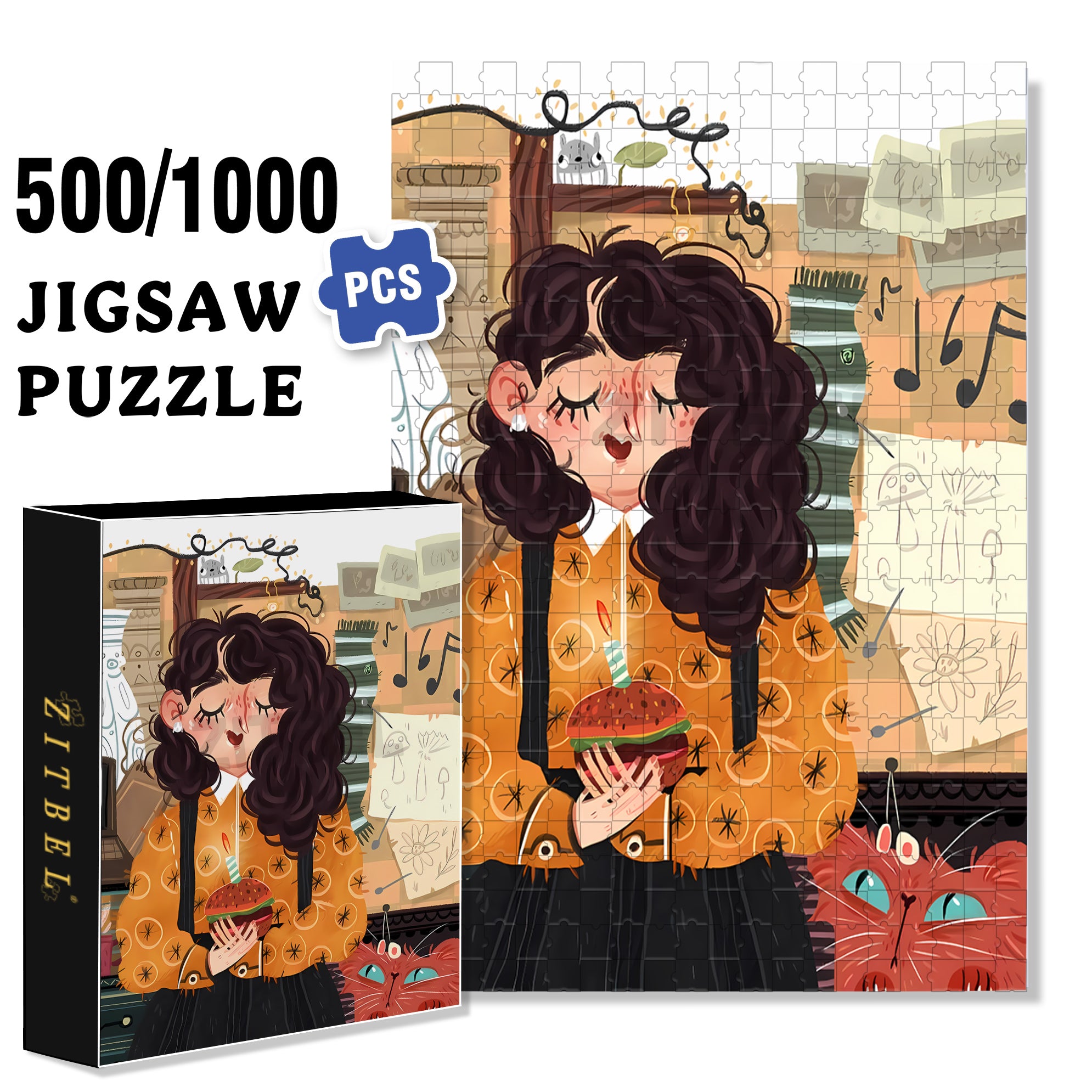 Laura's Birthday 500pcs/1000pcs Jigsaw Puzzle, Scratch-Resistant, Interactive Family Game & Brain-Boosting DIY Decor, Perfect for Halloween, Christmas & New Year Gifts, Family Puzzle Game