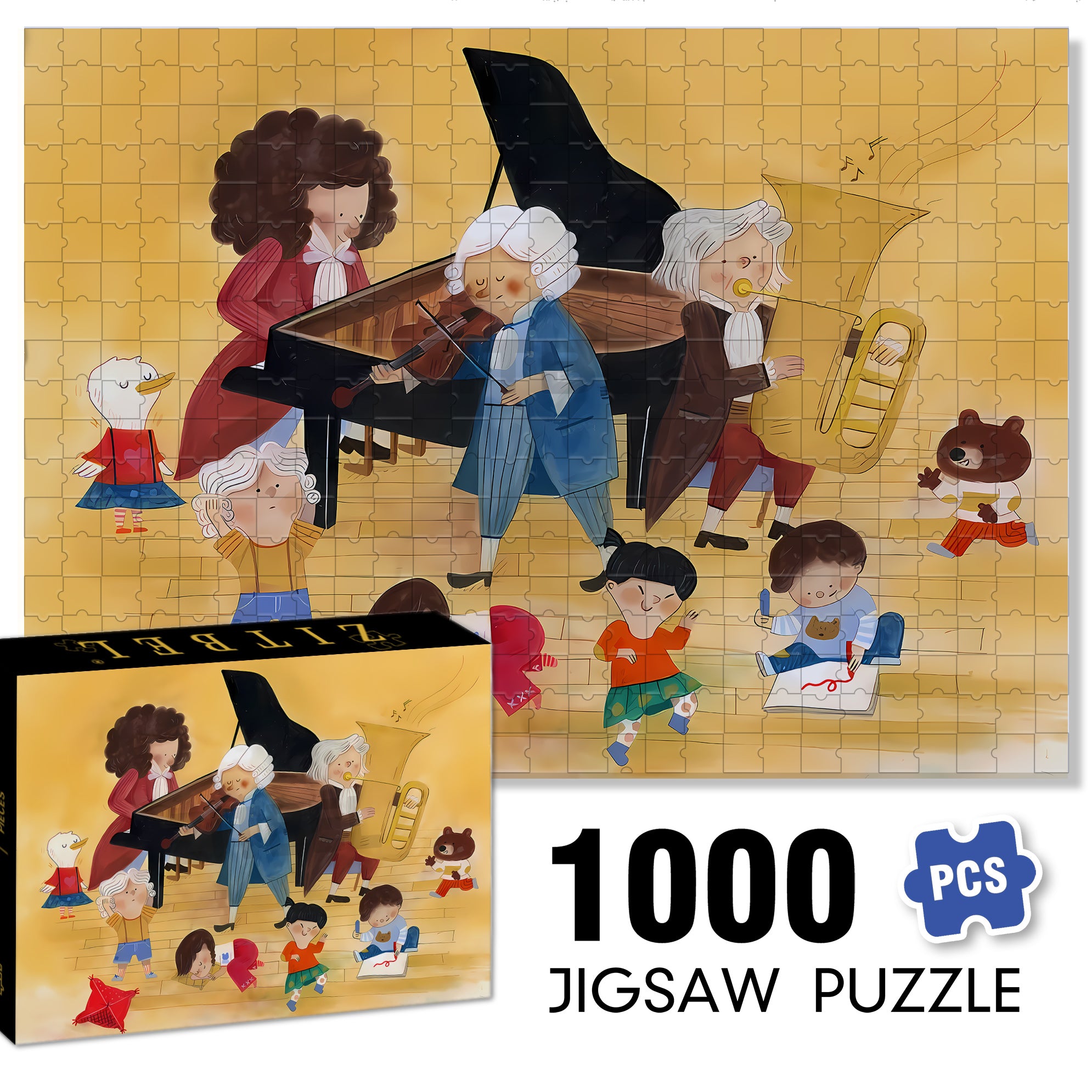 Music Therapy 500pcs/1000pcs Jigsaw Puzzle, Scratch-Resistant, Interactive Family Game & Brain-Boosting DIY Decor, Perfect for Halloween, Christmas & New Year Gifts, Family Puzzle Game