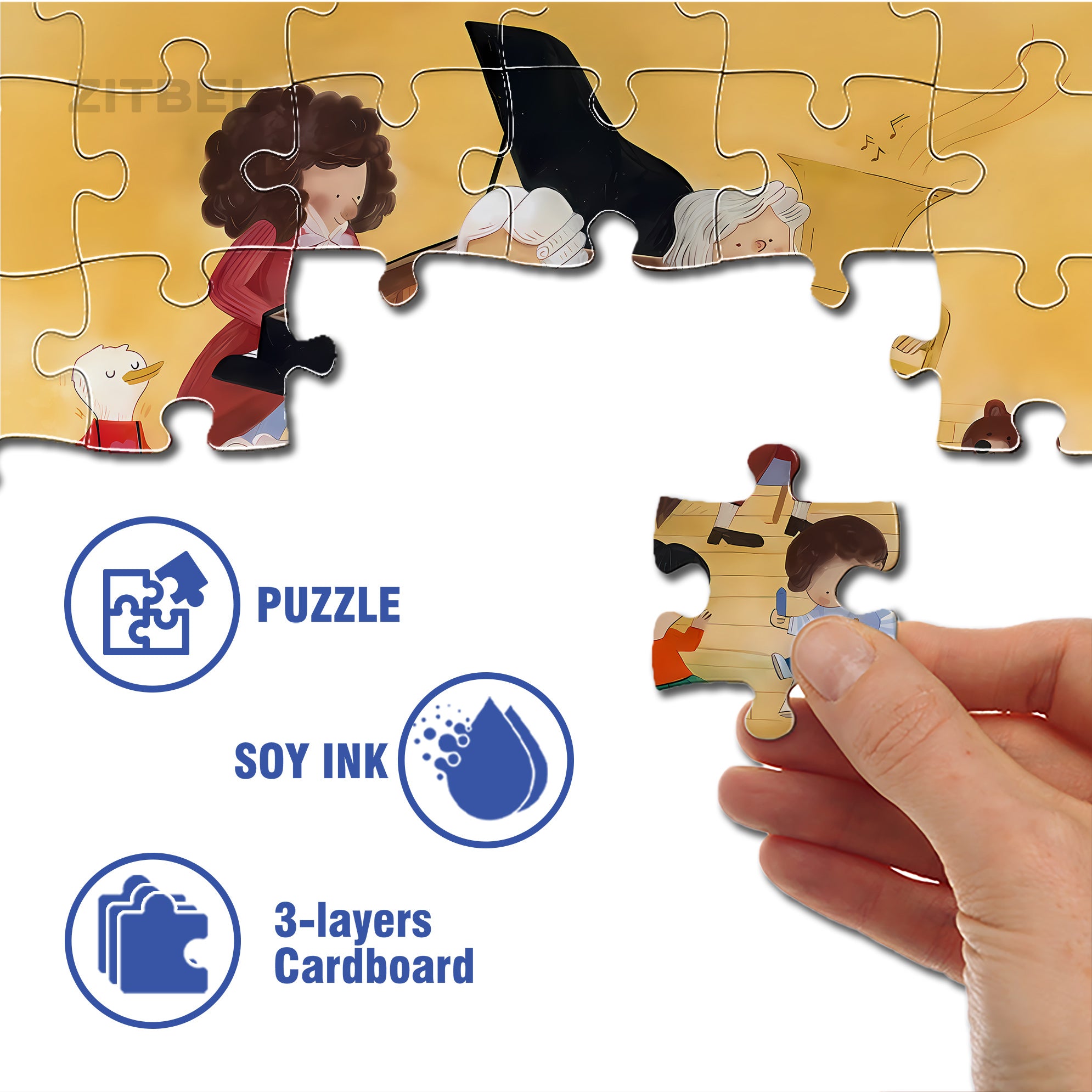 Music Therapy 500pcs/1000pcs Jigsaw Puzzle, Scratch-Resistant, Interactive Family Game & Brain-Boosting DIY Decor, Perfect for Halloween, Christmas & New Year Gifts, Family Puzzle Game