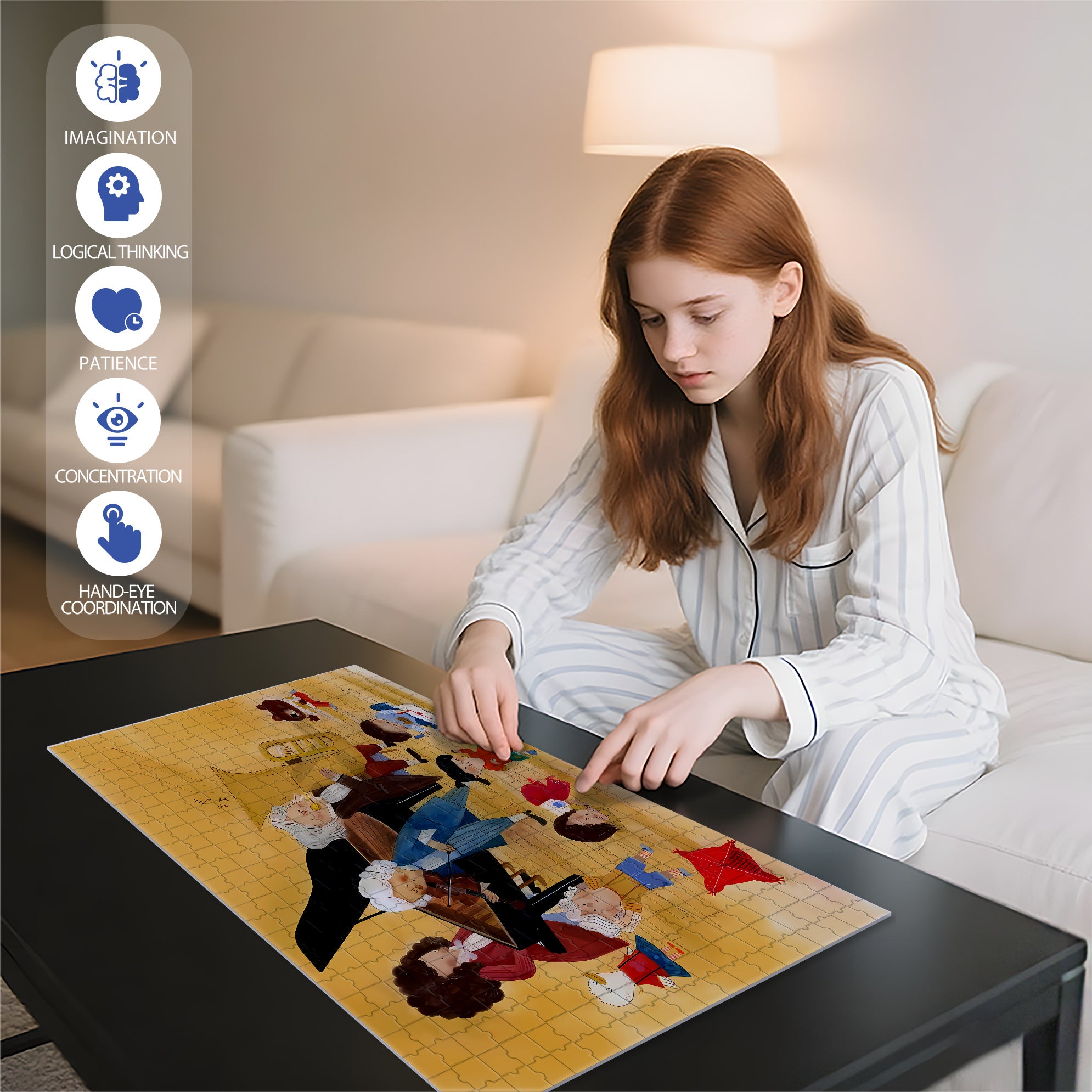 Music Therapy 500pcs/1000pcs Jigsaw Puzzle, Scratch-Resistant, Interactive Family Game & Brain-Boosting DIY Decor, Perfect for Halloween, Christmas & New Year Gifts, Family Puzzle Game