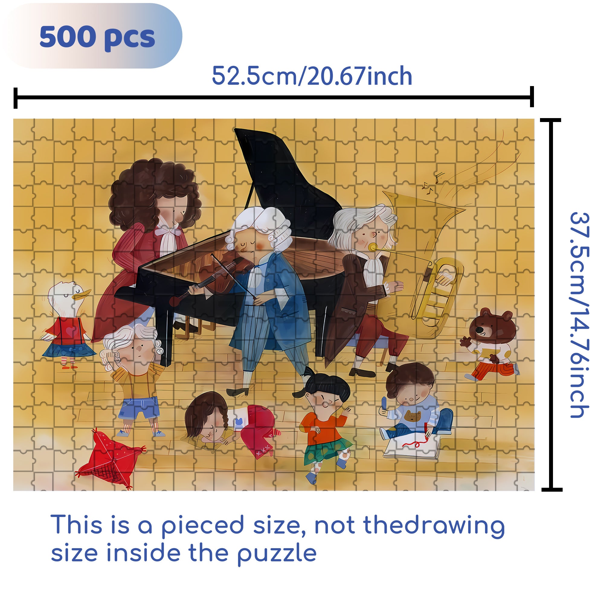 Music Therapy 500pcs/1000pcs Jigsaw Puzzle, Scratch-Resistant, Interactive Family Game & Brain-Boosting DIY Decor, Perfect for Halloween, Christmas & New Year Gifts, Family Puzzle Game
