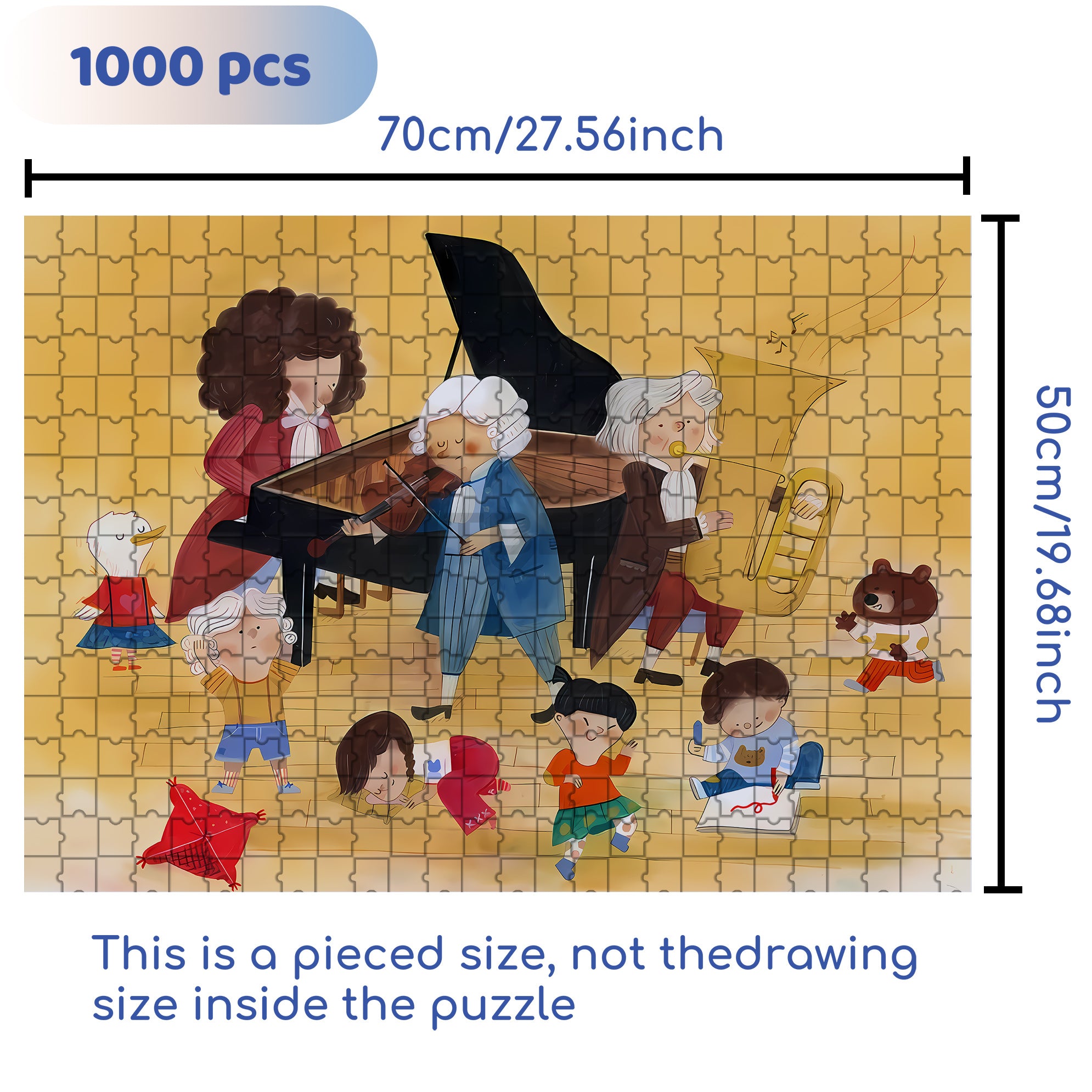 Music Therapy 500pcs/1000pcs Jigsaw Puzzle, Scratch-Resistant, Interactive Family Game & Brain-Boosting DIY Decor, Perfect for Halloween, Christmas & New Year Gifts, Family Puzzle Game