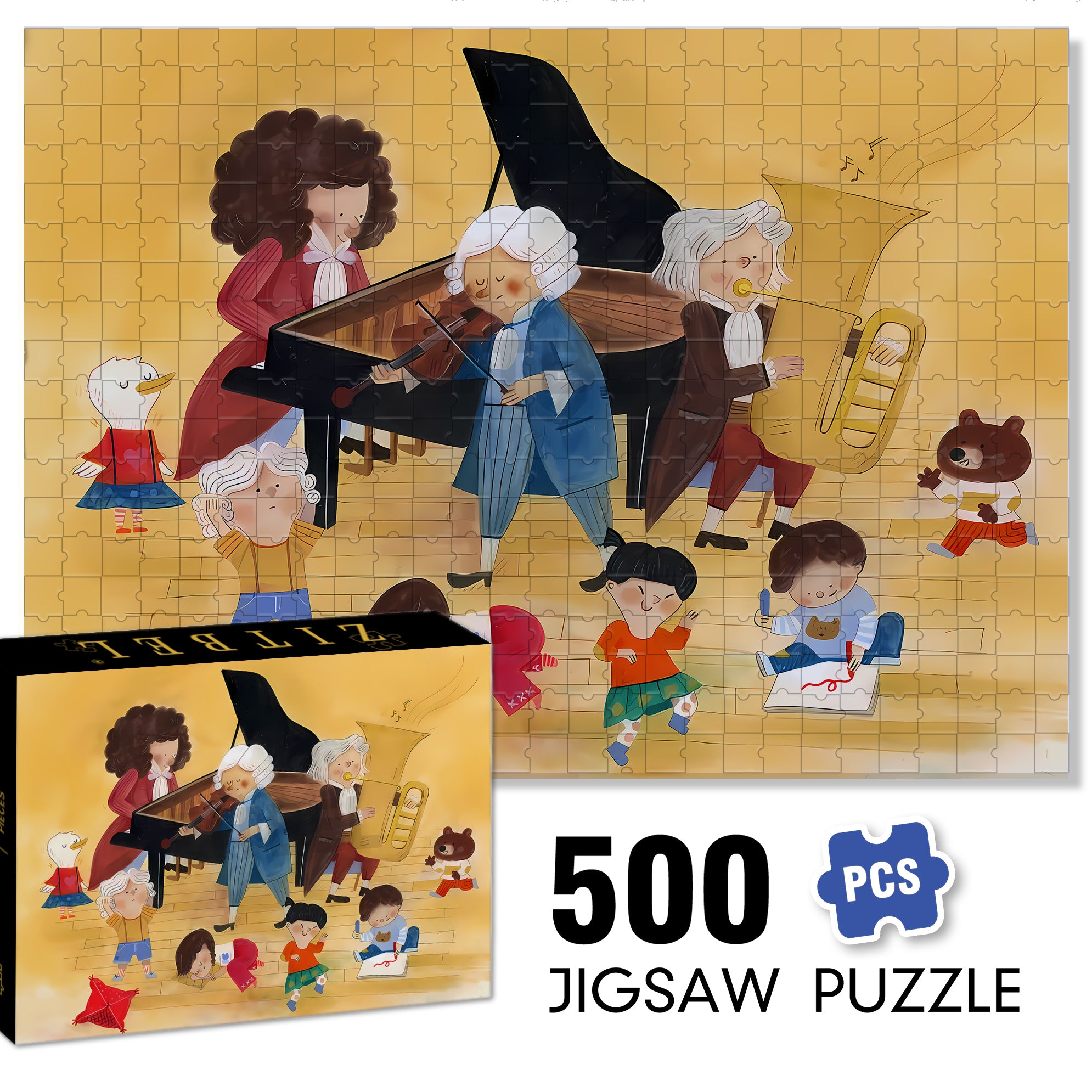 Music Therapy 500pcs/1000pcs Jigsaw Puzzle, Scratch-Resistant, Interactive Family Game & Brain-Boosting DIY Decor, Perfect for Halloween, Christmas & New Year Gifts, Family Puzzle Game