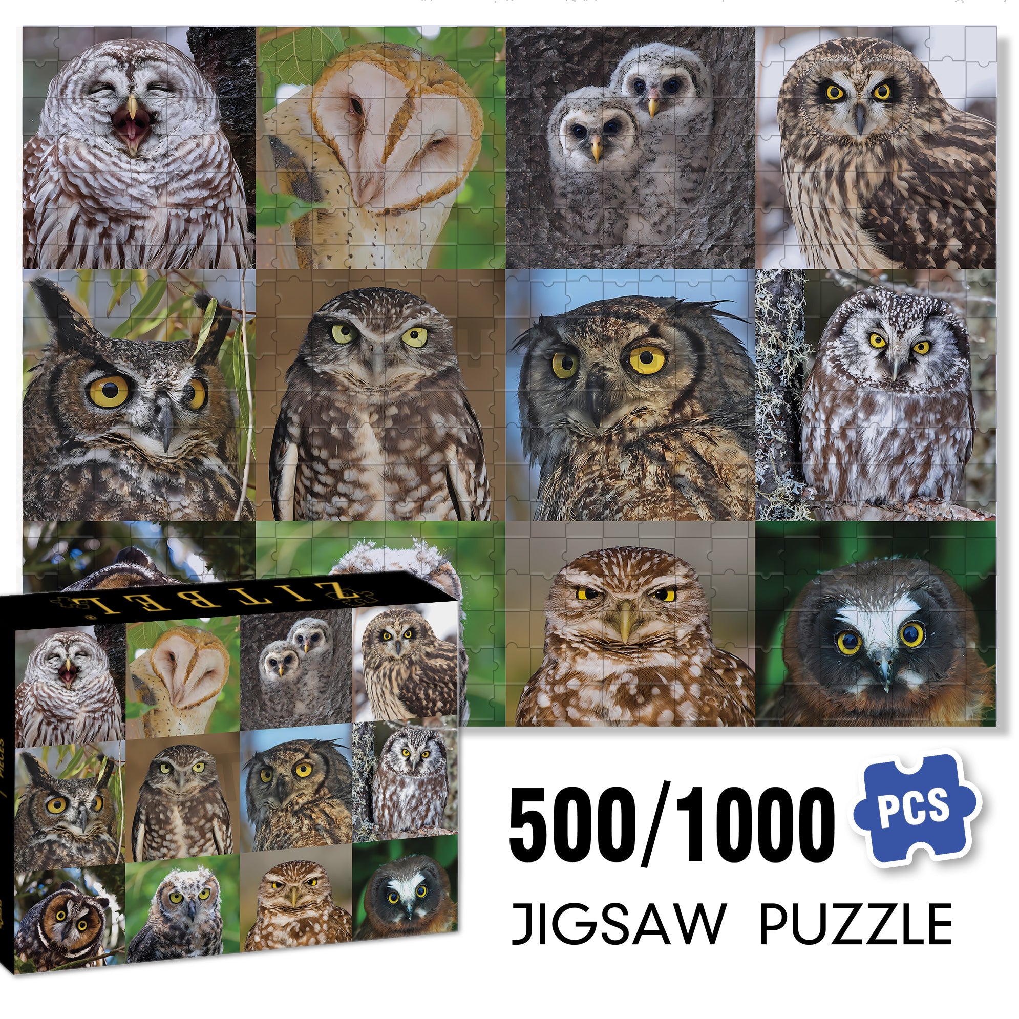 Owls and Owlets 500pcs/1000pcs Jigsaw Puzzle, Scratch-Resistant, Interactive Family Game & Brain-Boosting DIY Decor, Perfect for Halloween, Christmas & New Year Gifts, Family Puzzle Game