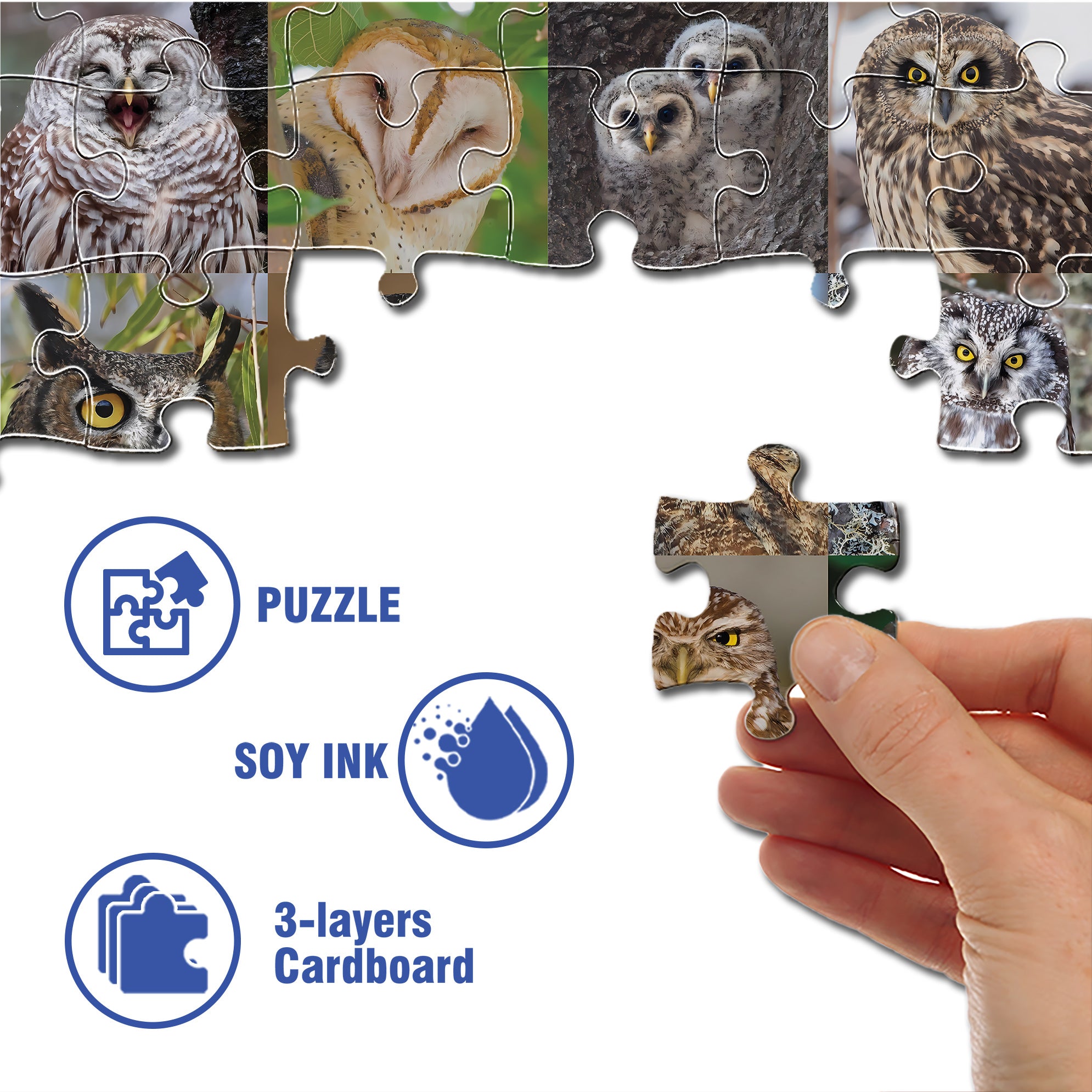 Owls and Owlets 500pcs/1000pcs Jigsaw Puzzle, Scratch-Resistant, Interactive Family Game & Brain-Boosting DIY Decor, Perfect for Halloween, Christmas & New Year Gifts, Family Puzzle Game